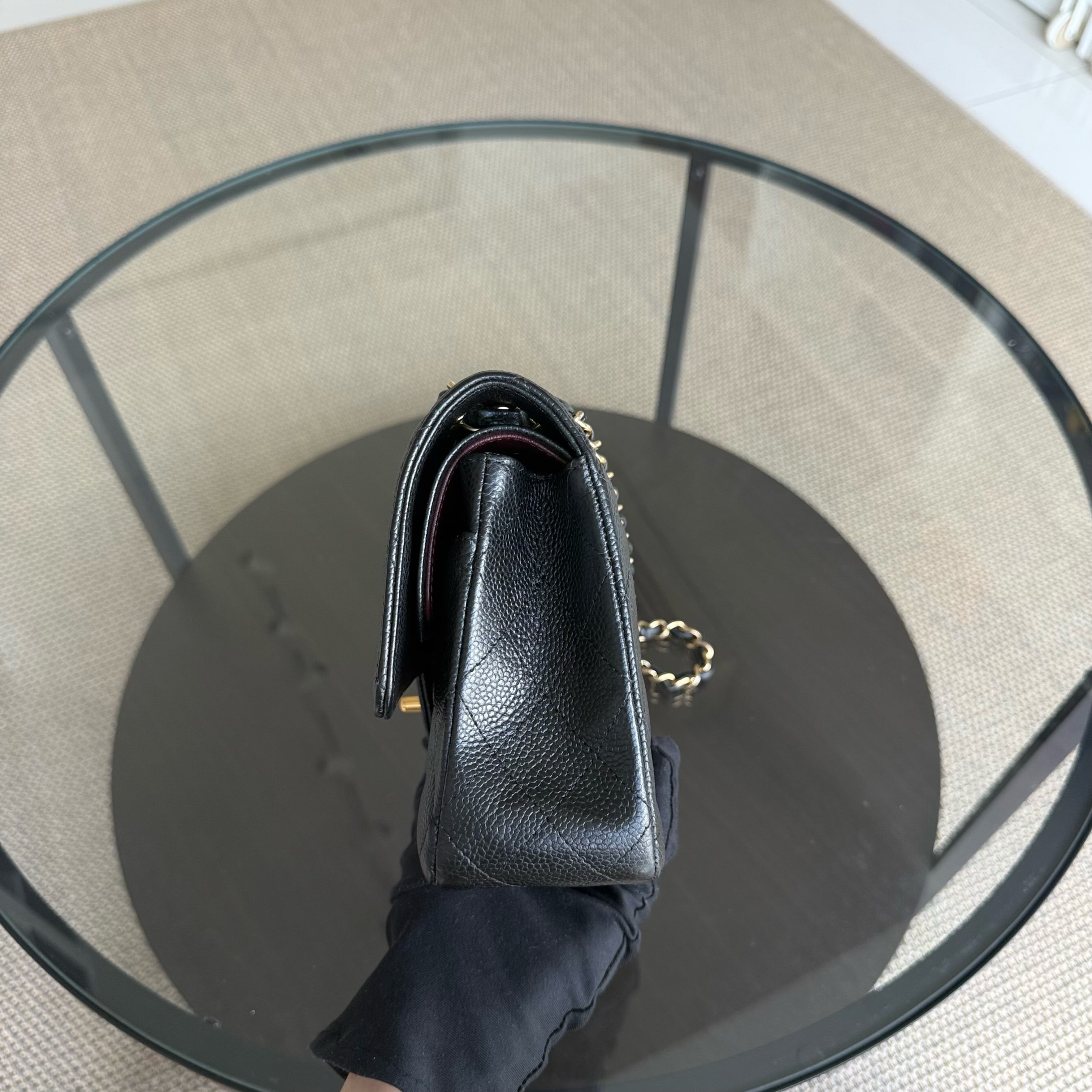 Chanel Classic Flap Medium - 25CM Quilted Caviar Black Gold Hardware Series 26