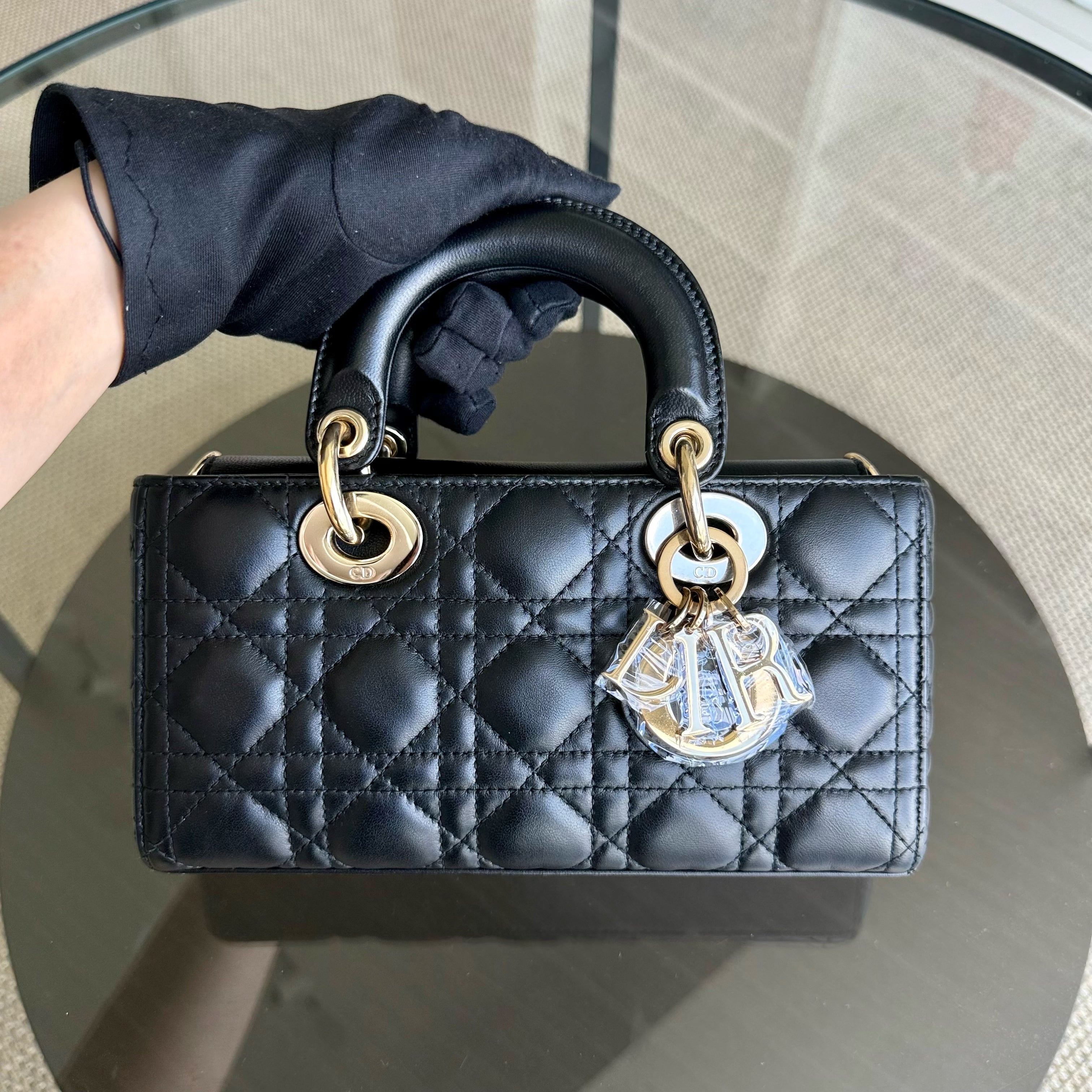 Dior D-Joy Small Lady - Cannage Lambskin Black Gold Hardware