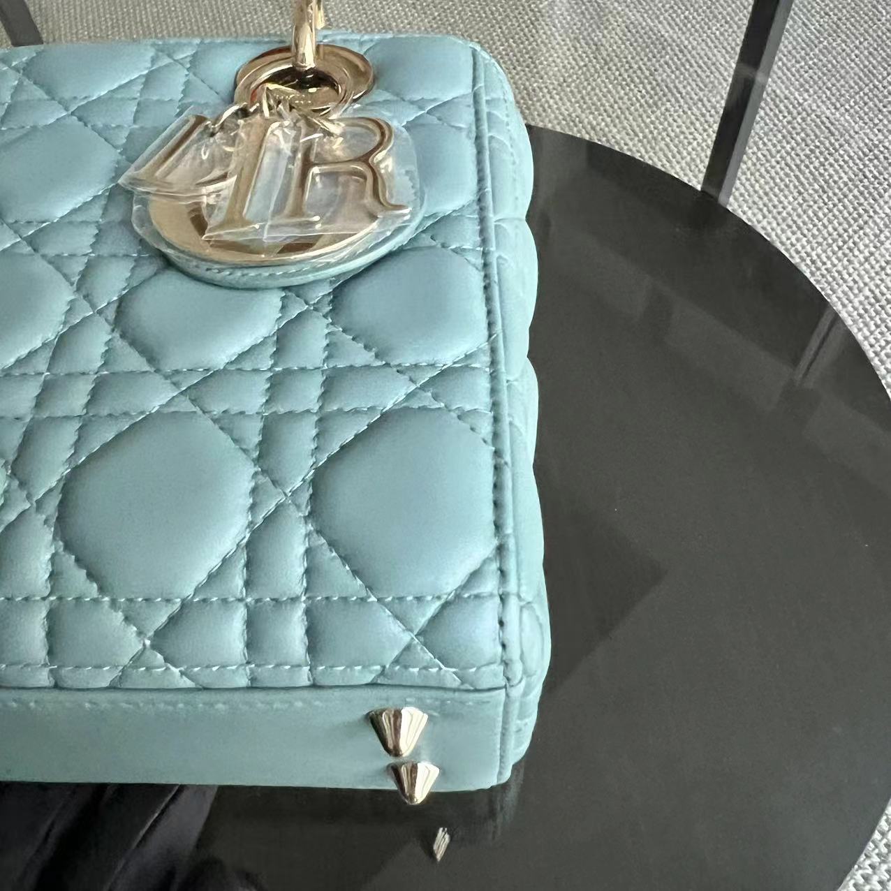 Dior Lady Small - Cannage Lambskin MyABC Cyan Green Blue Golden Hardware ABC