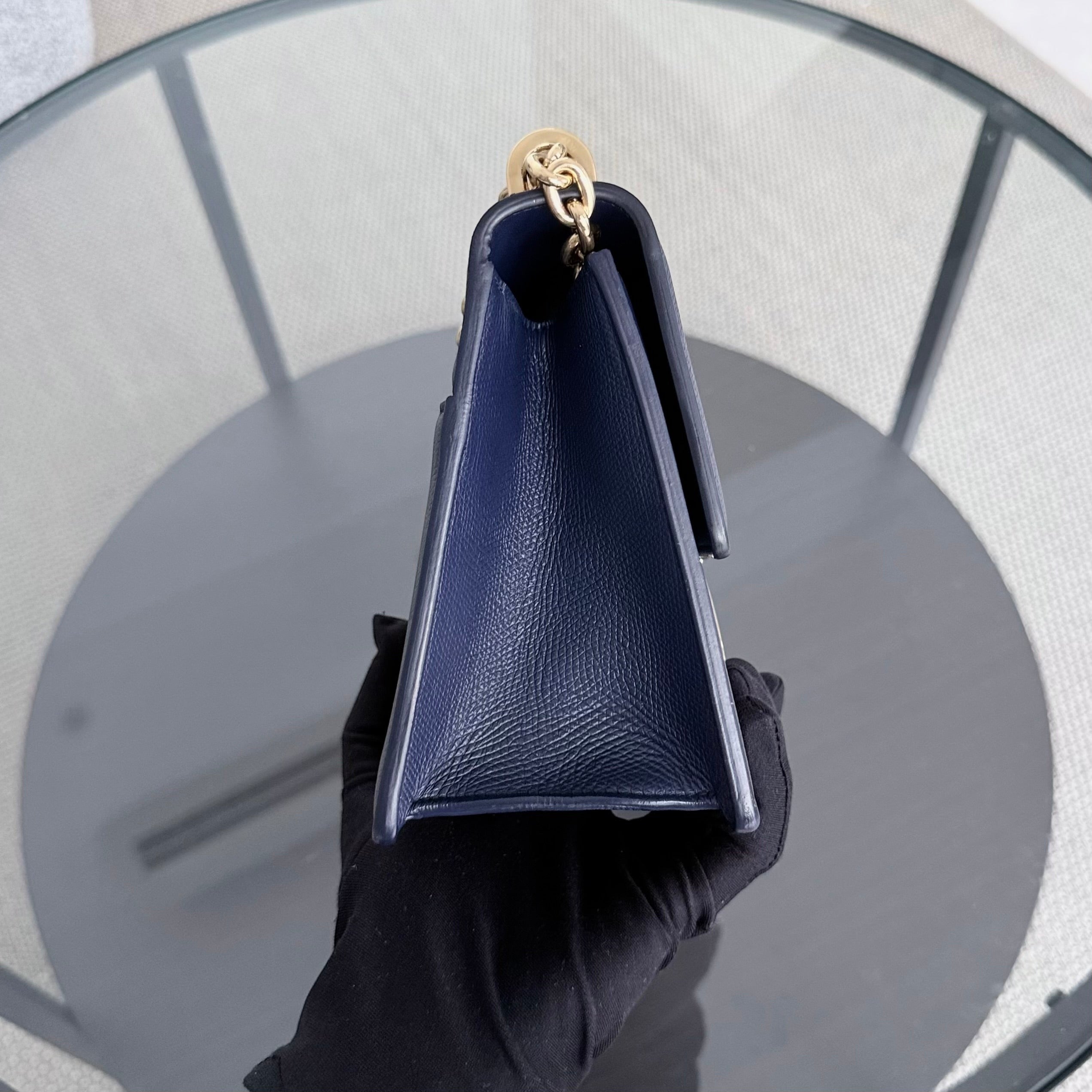 Dior 30 Montaigne Medium - Caviar Dark Blue Gold Hardware