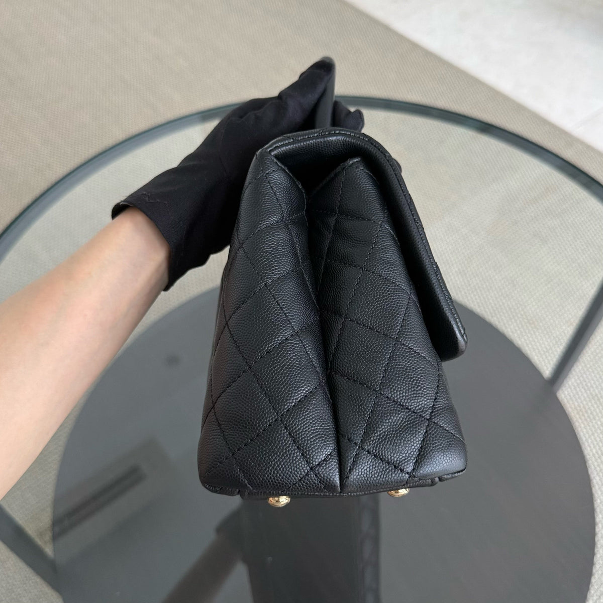 Chanel Coco Handle Medium - Caviar 29CM Quilted Black Gold Hardware Series 31