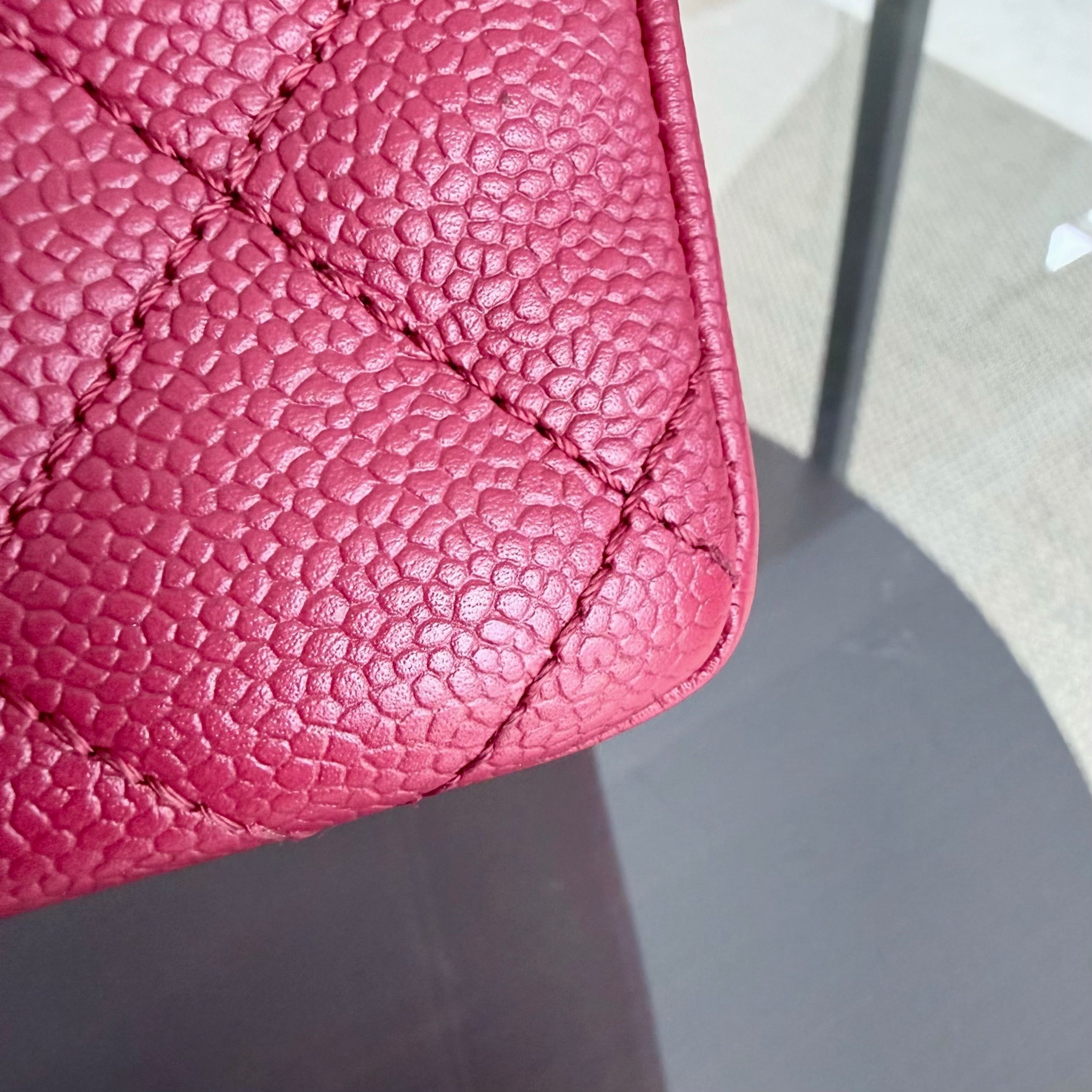 Chanel GST Grand Shopping Tote - Caviar Quilted Red Silver Hardware