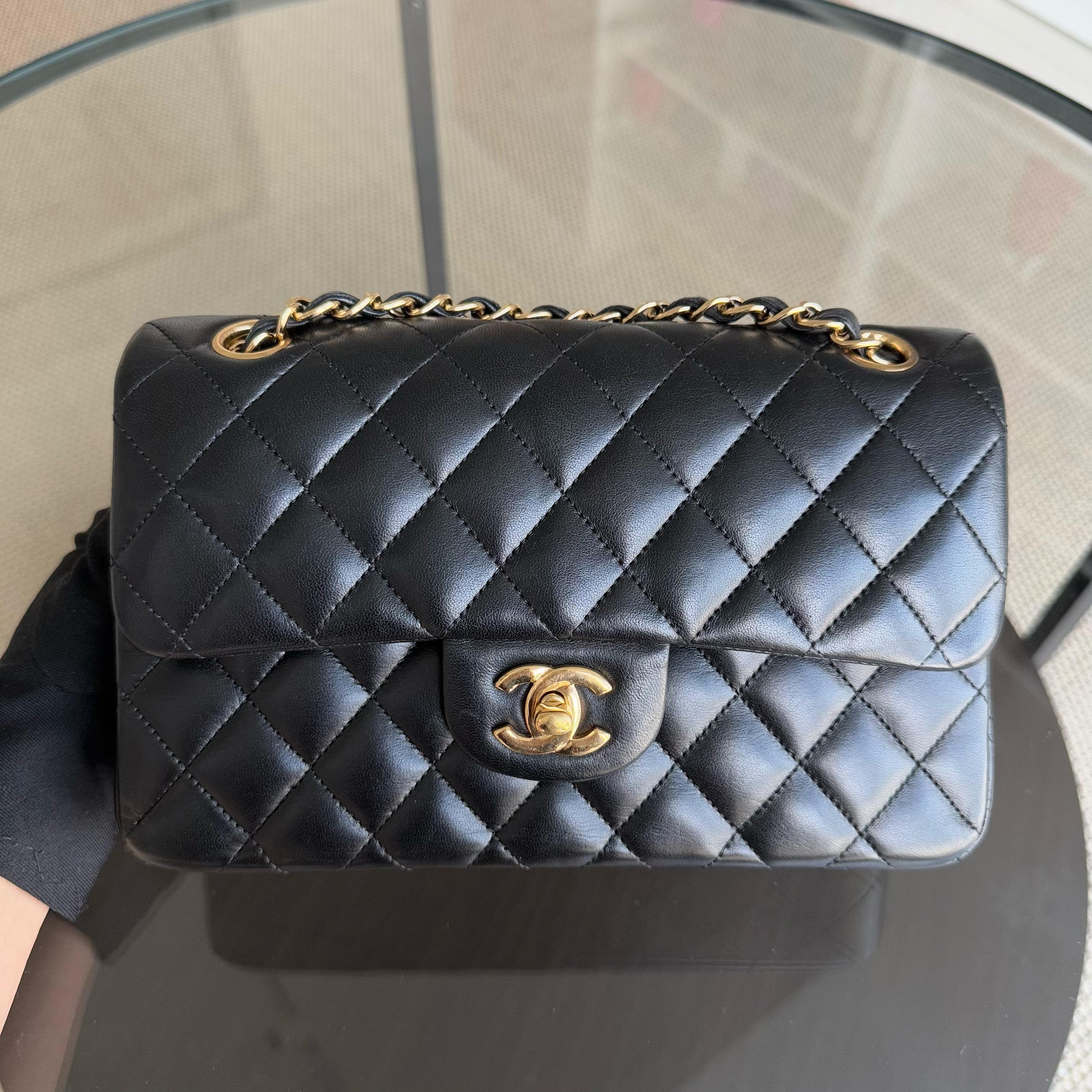 Chanel Classic Flap Small - 23CM Quilted Lambskin Black Gold Hardware Series 18