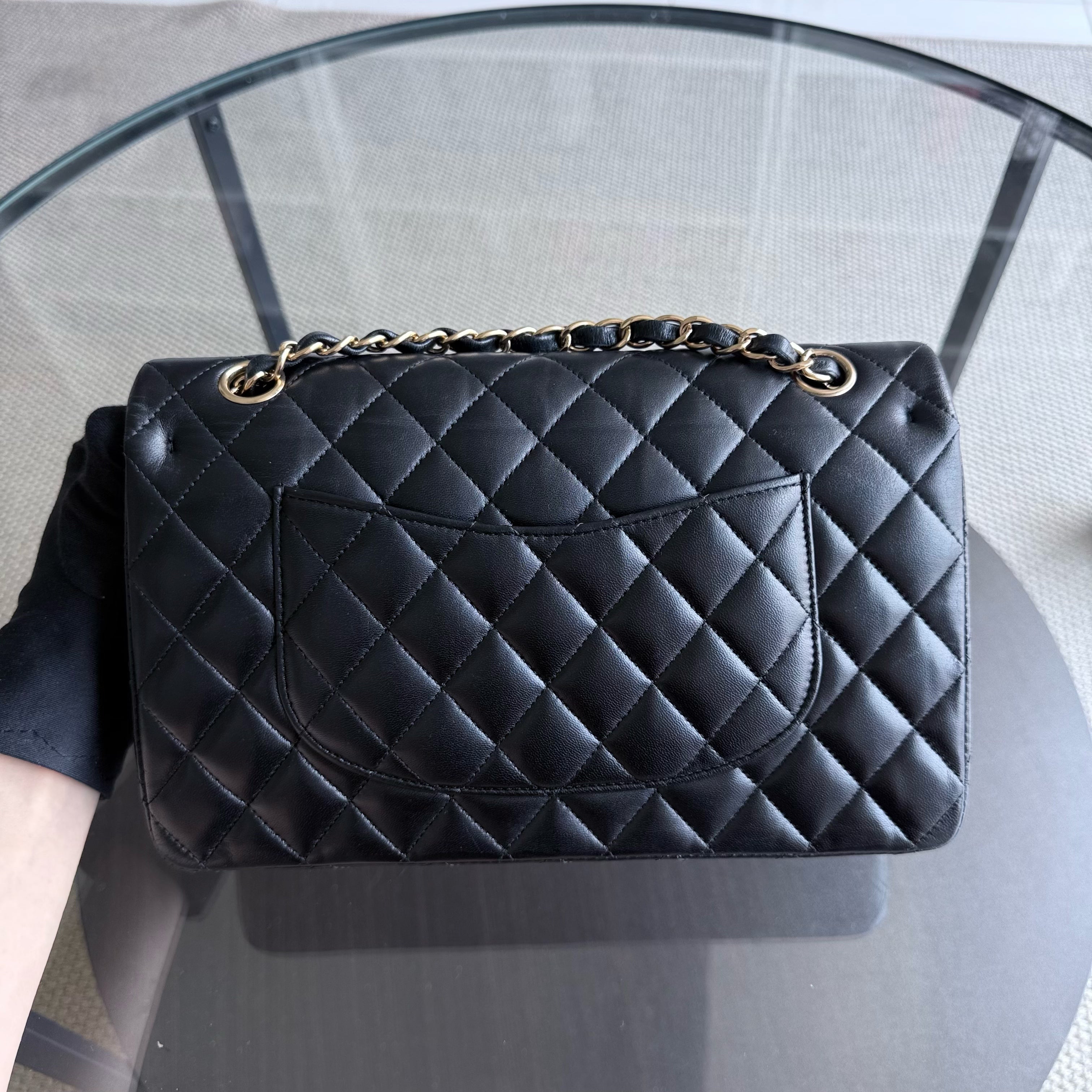 Chanel Classic Flap Medium - 25CM Quilted Lambskin Black Gold Hardware Series 27