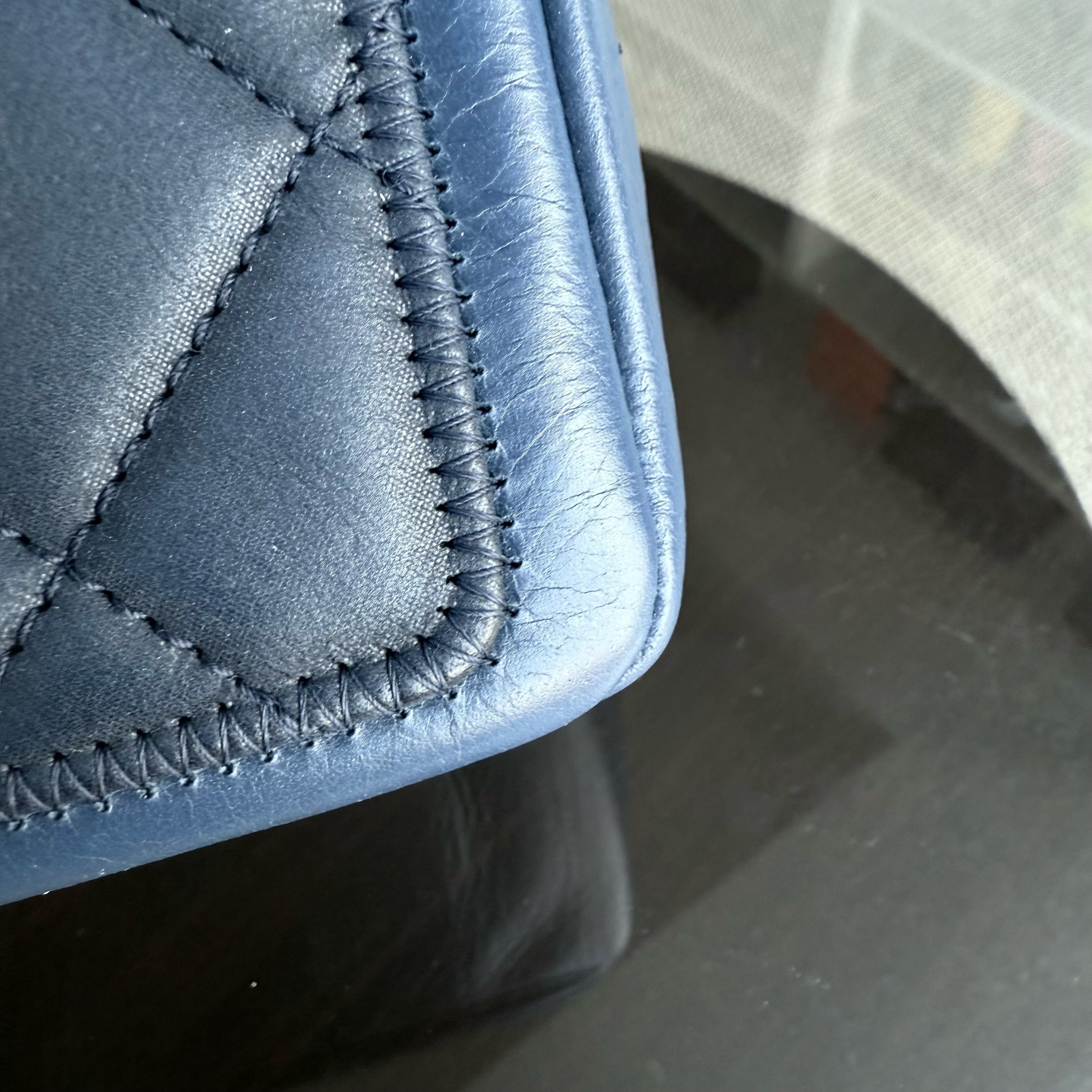 Chanel Seasonal Flap - 25CM Quilted Calfskin Blue Ruthenium Silver Hardware Series 20