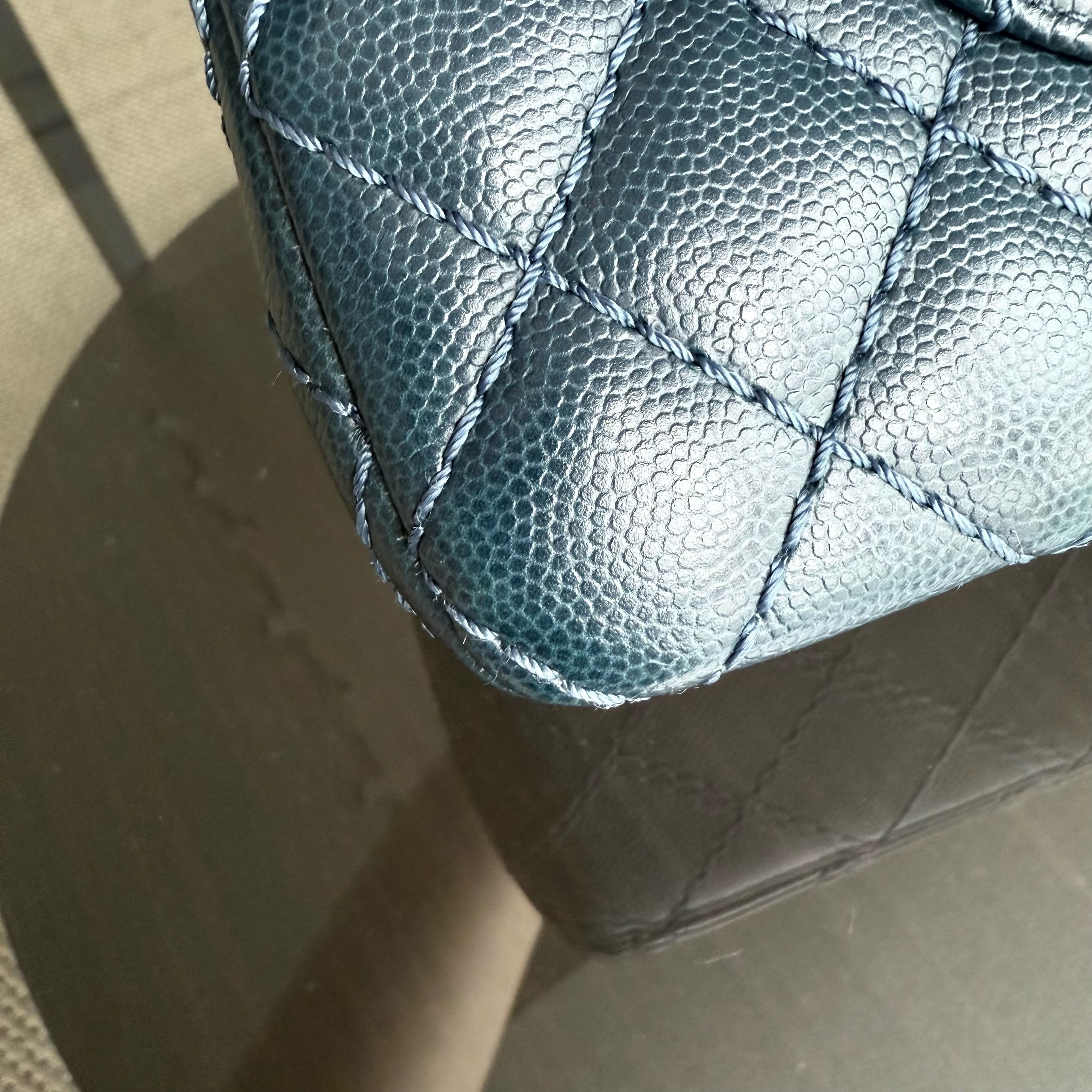 Chanel Classic Flap Medium - Caviar 25CM Quilted Grained Calfskin Dark Blue Silver Hardware Series 23