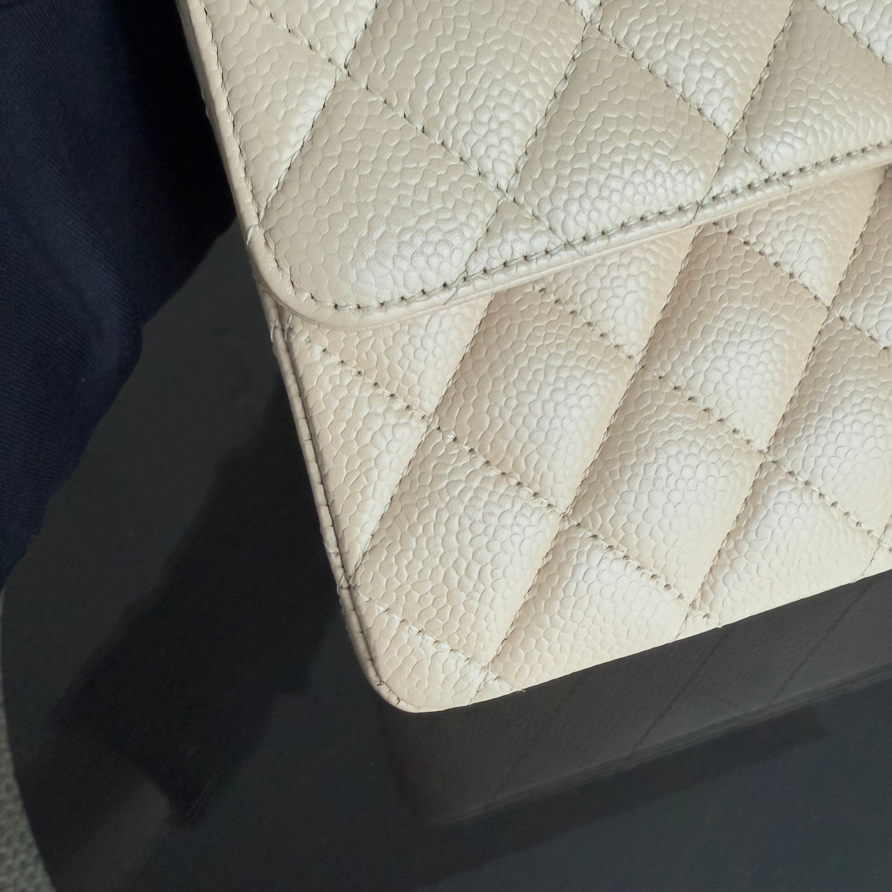 Chanel Classic Flap Medium - Caviar 25CM Quilted Beige Gold Hardware Series 15