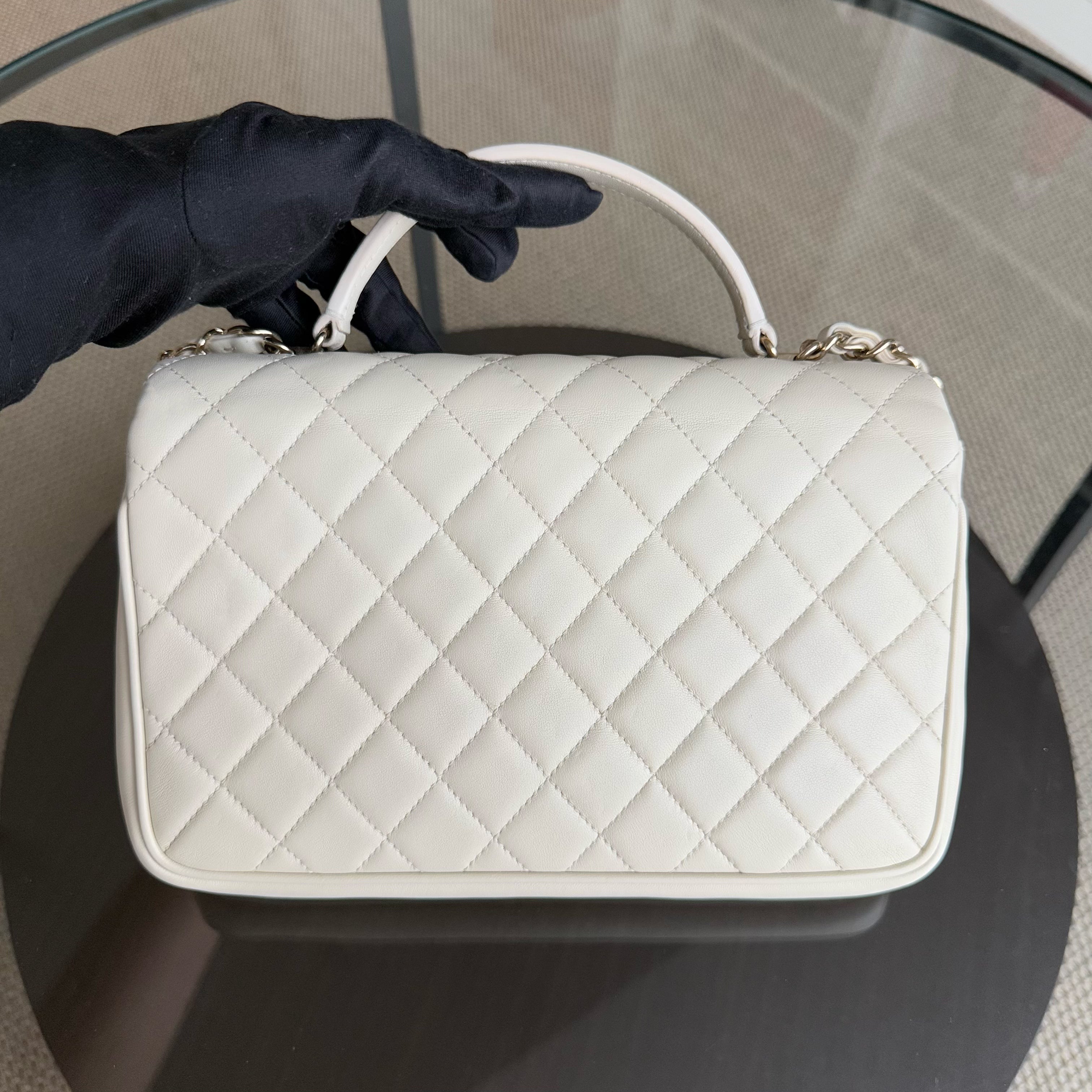 Chanel Citizen Chic Flap Bag - Medium Lambskin Cream White Quilted Gold Hardware Series 25