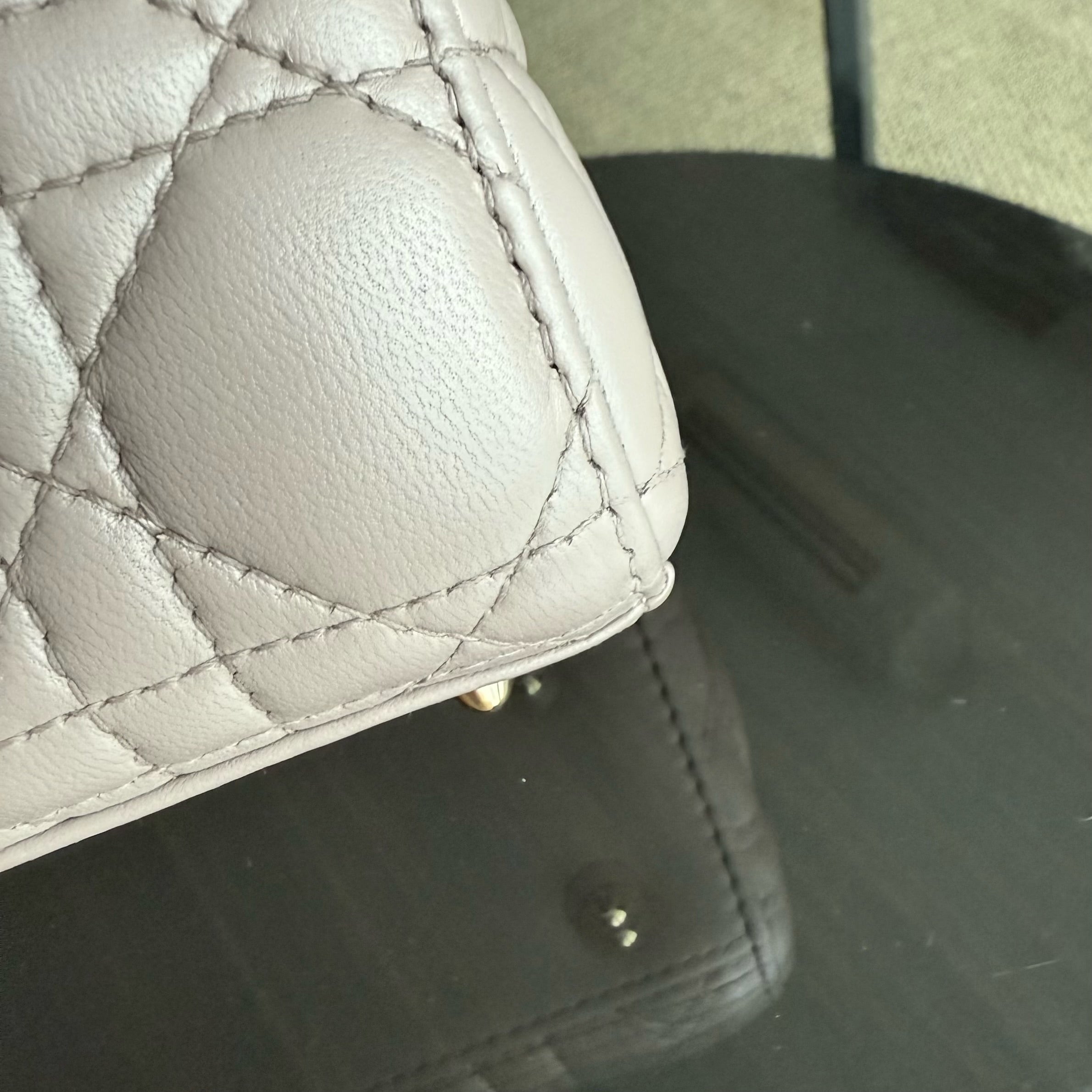 Dior Lady Small Flap - Cannage Lambskin Blush Pink Beige Gold Hardware