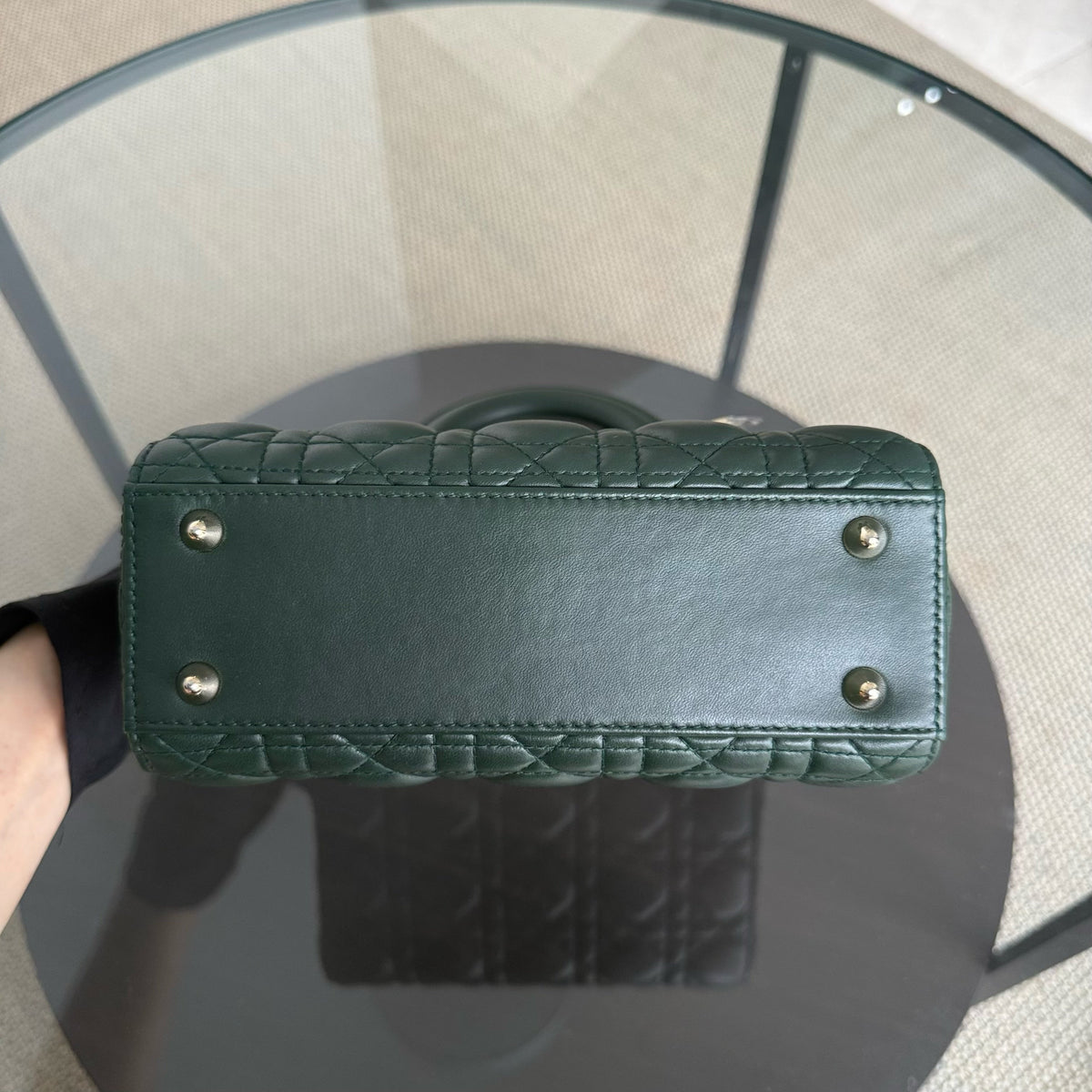 Dior Lady Small Flap - Cannage Lambskin Dark Green Gold Hardware