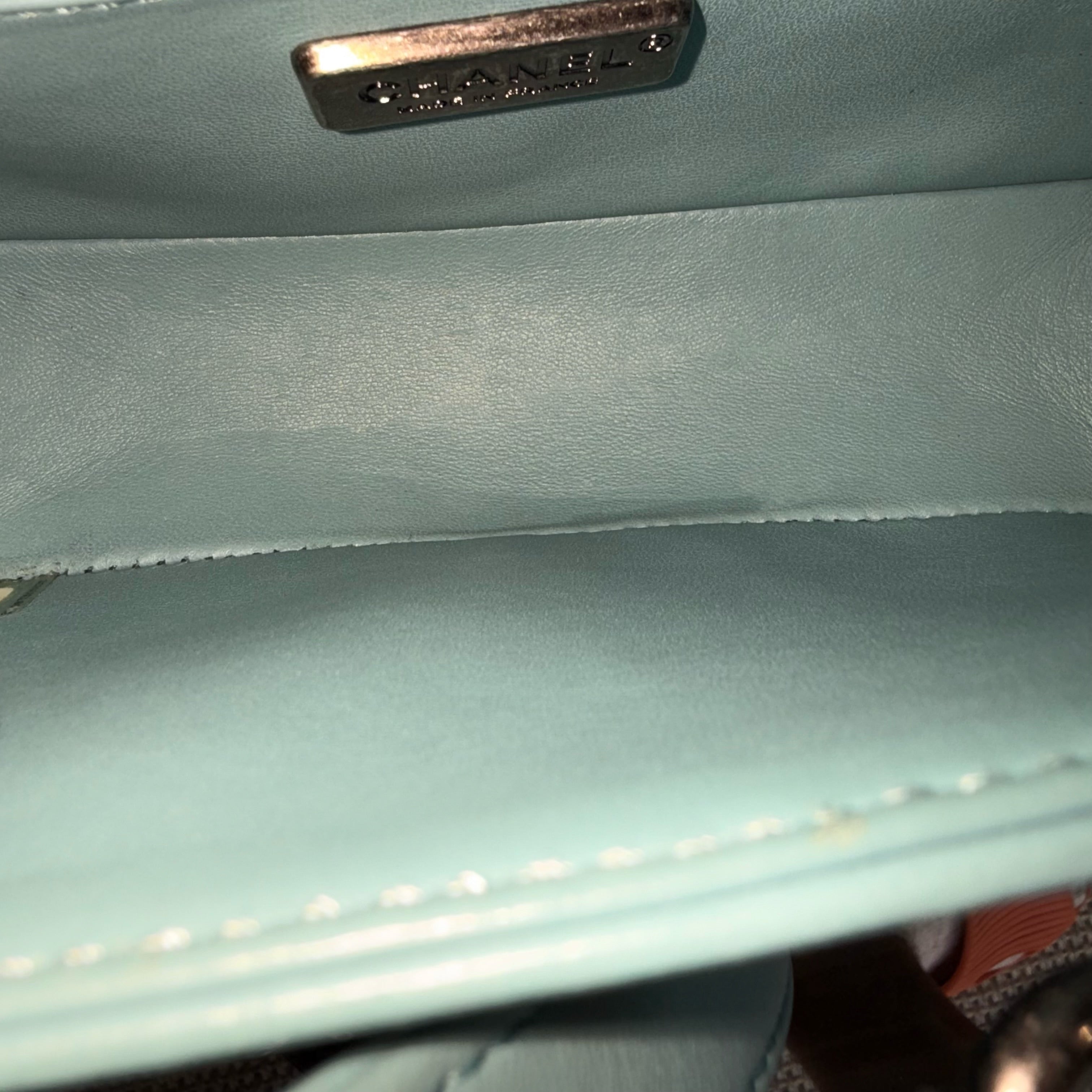 Chanel Boy Small - Stingray Light Blue Ruthenium Silver Hardware Series 22