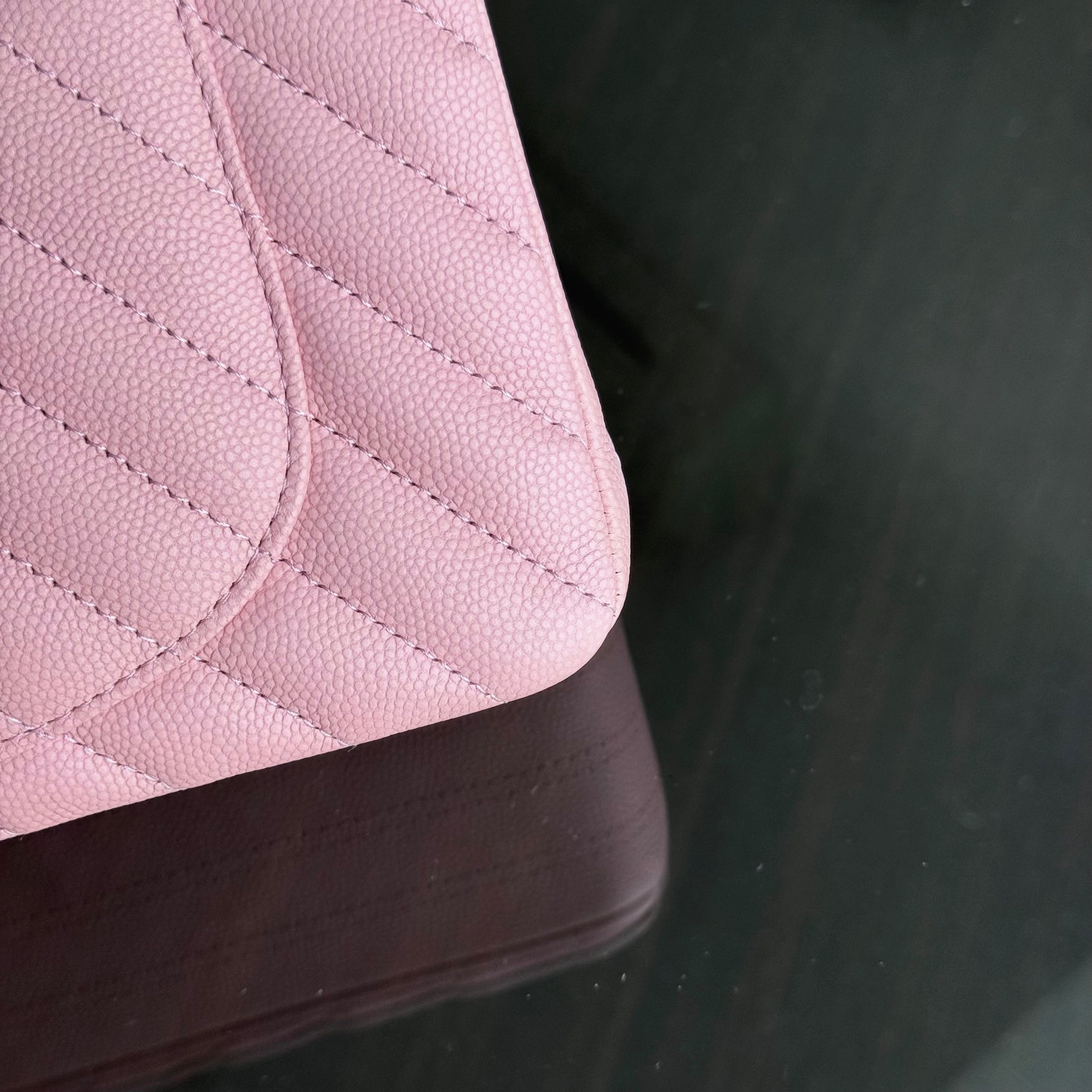 Chanel Classic Flap Small - Caviar 23CM Chevron Light Pink Gold Hardware Series 28