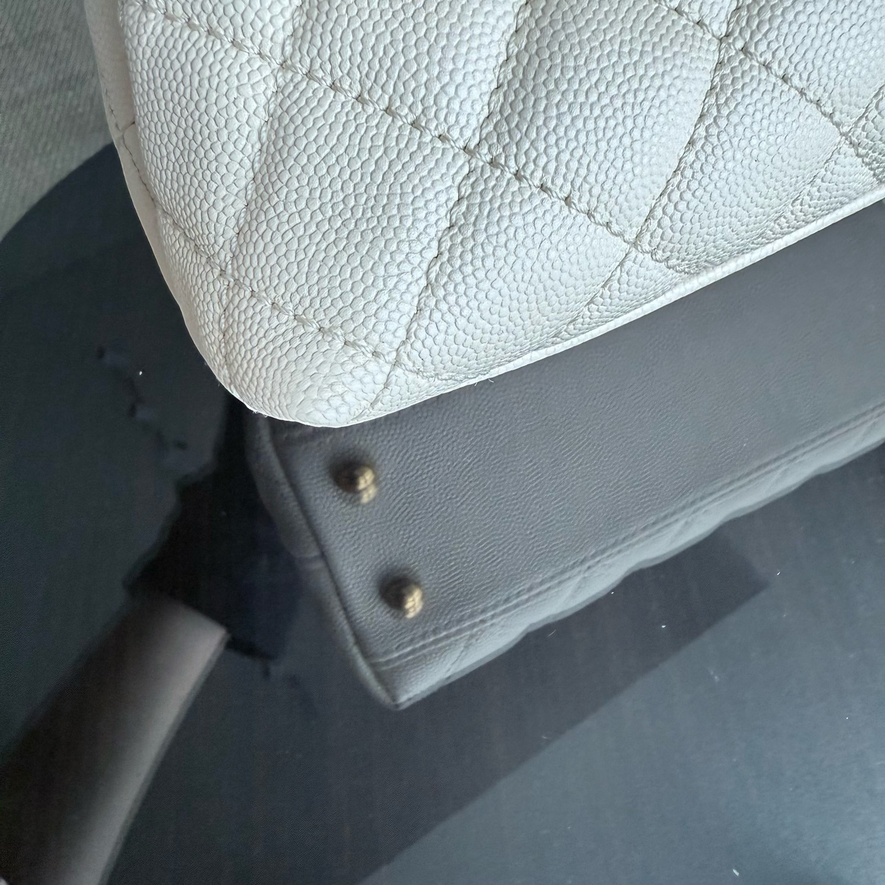 Chanel Coco Handle Small - Caviar Quilted White Gold Hardward 23