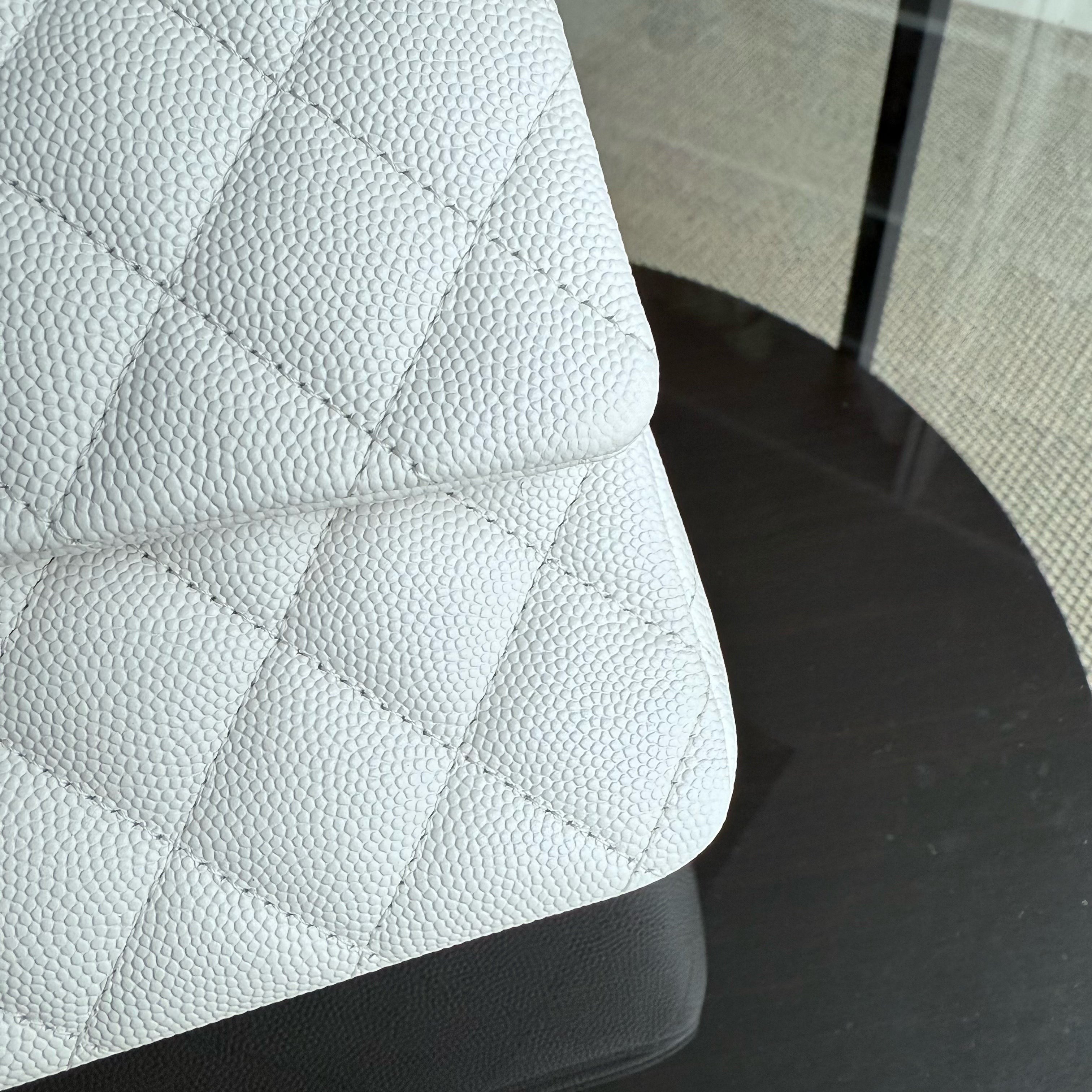 Chanel Classic Flap Medium - Caviar 25CM Quilted Snow White Gold Hardware Microchip