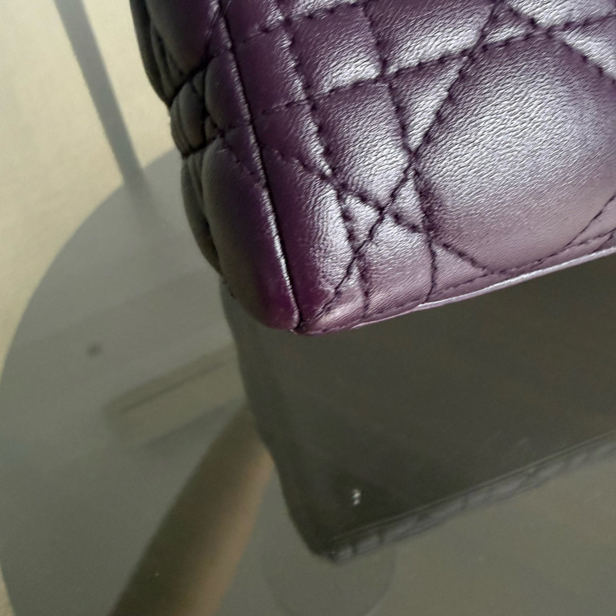 Dior Lady Medium - Cannage Lambskin Dark Maroon Silver Hardware
