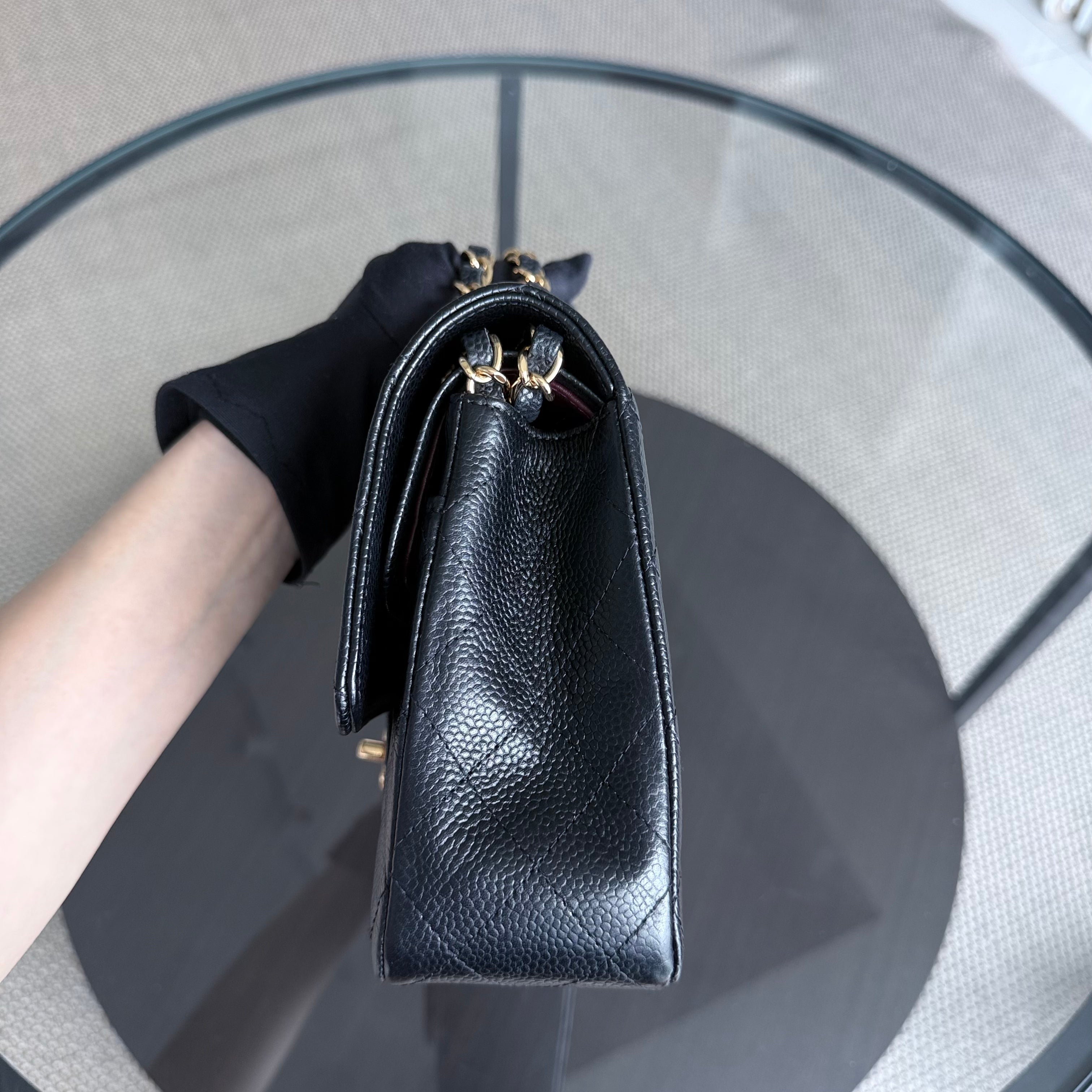 Chanel Classic Flap Medium - Caviar 25CM Quilted Black Gold Hardware Series 19