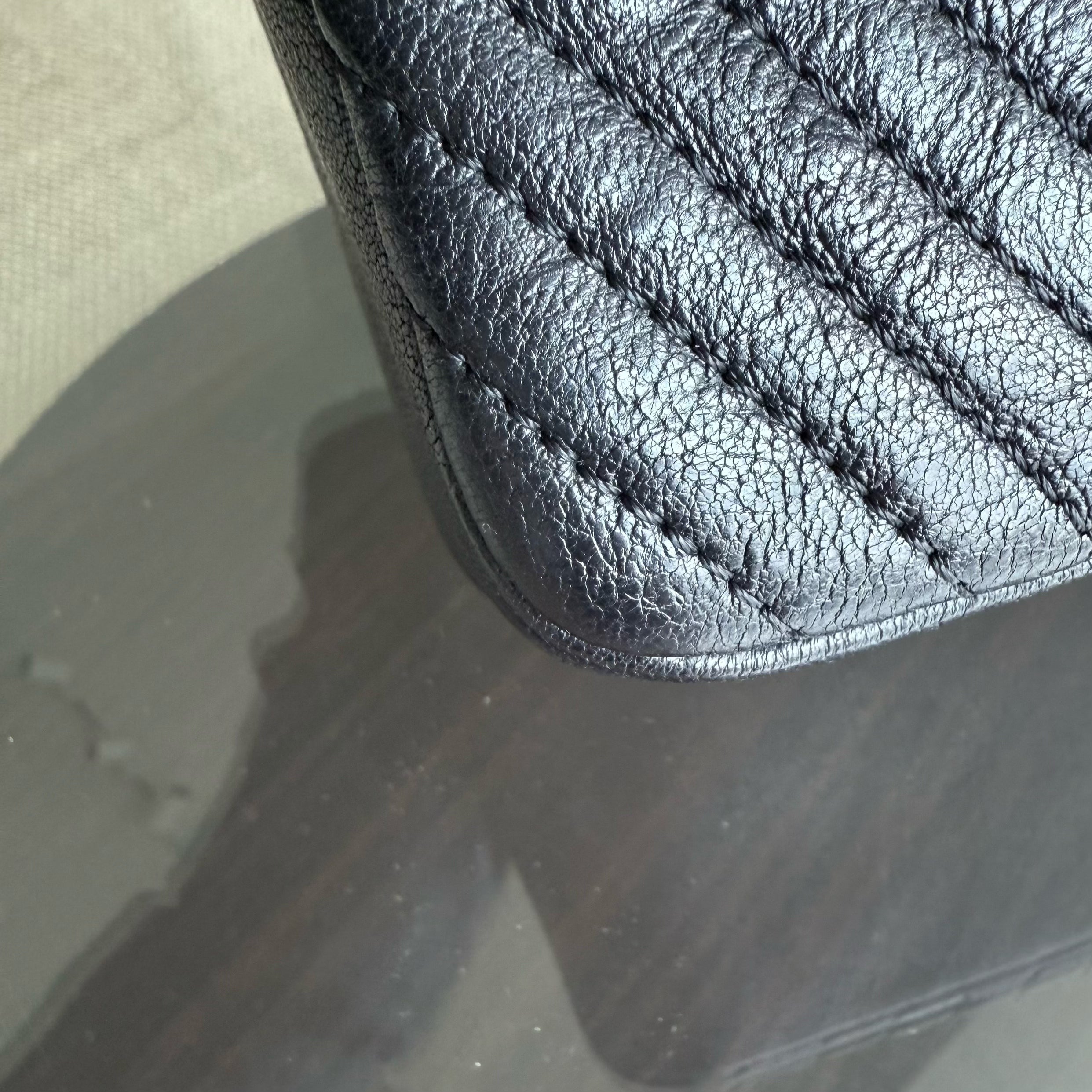 Chanel Seasonal Flap Surpique CC Herringbone Medallion Medium - 25CM Flap Chevron Goatskin Black Gold Hardware Series 20