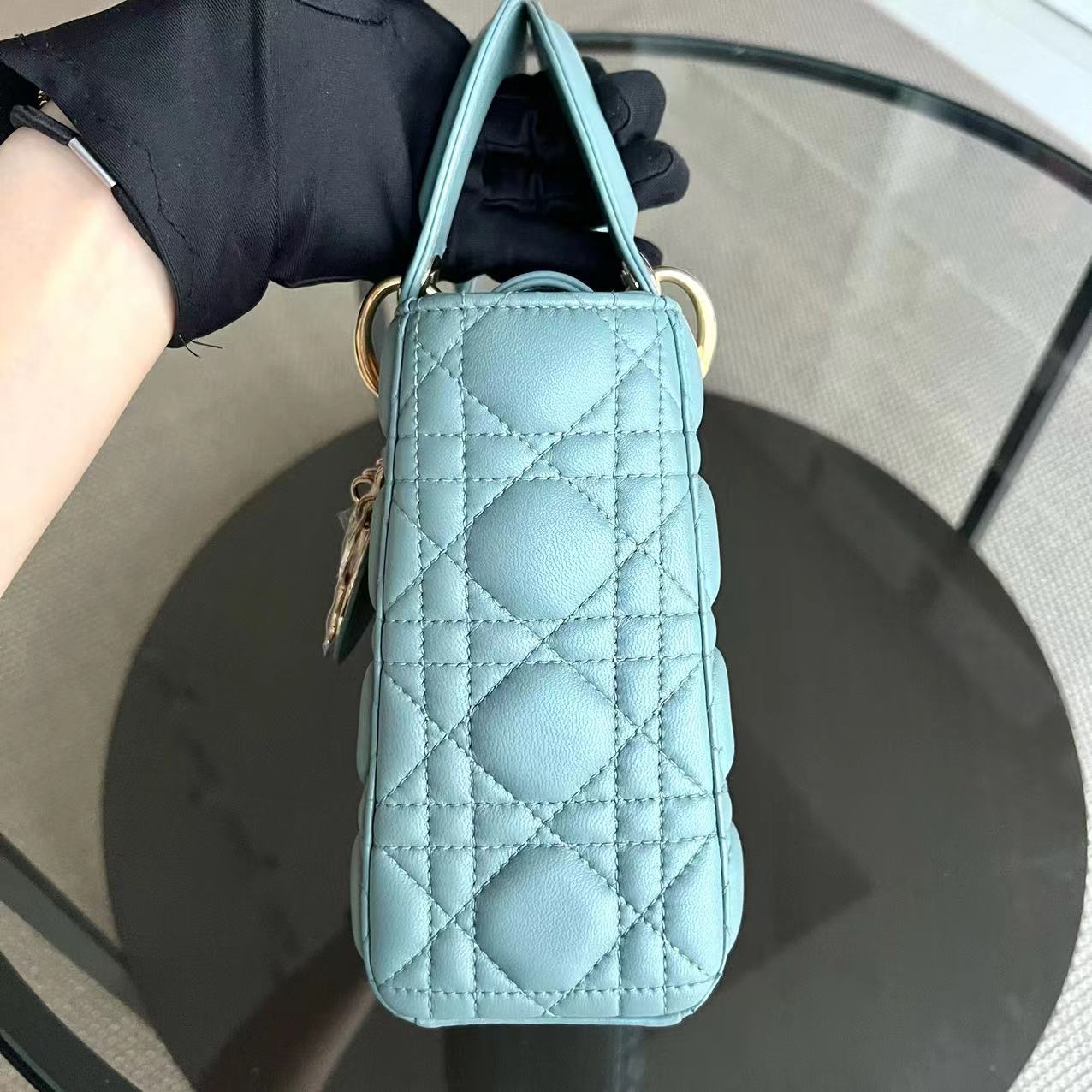 Dior Lady Small - Cannage Lambskin MyABC Cyan Green Blue Golden Hardware ABC