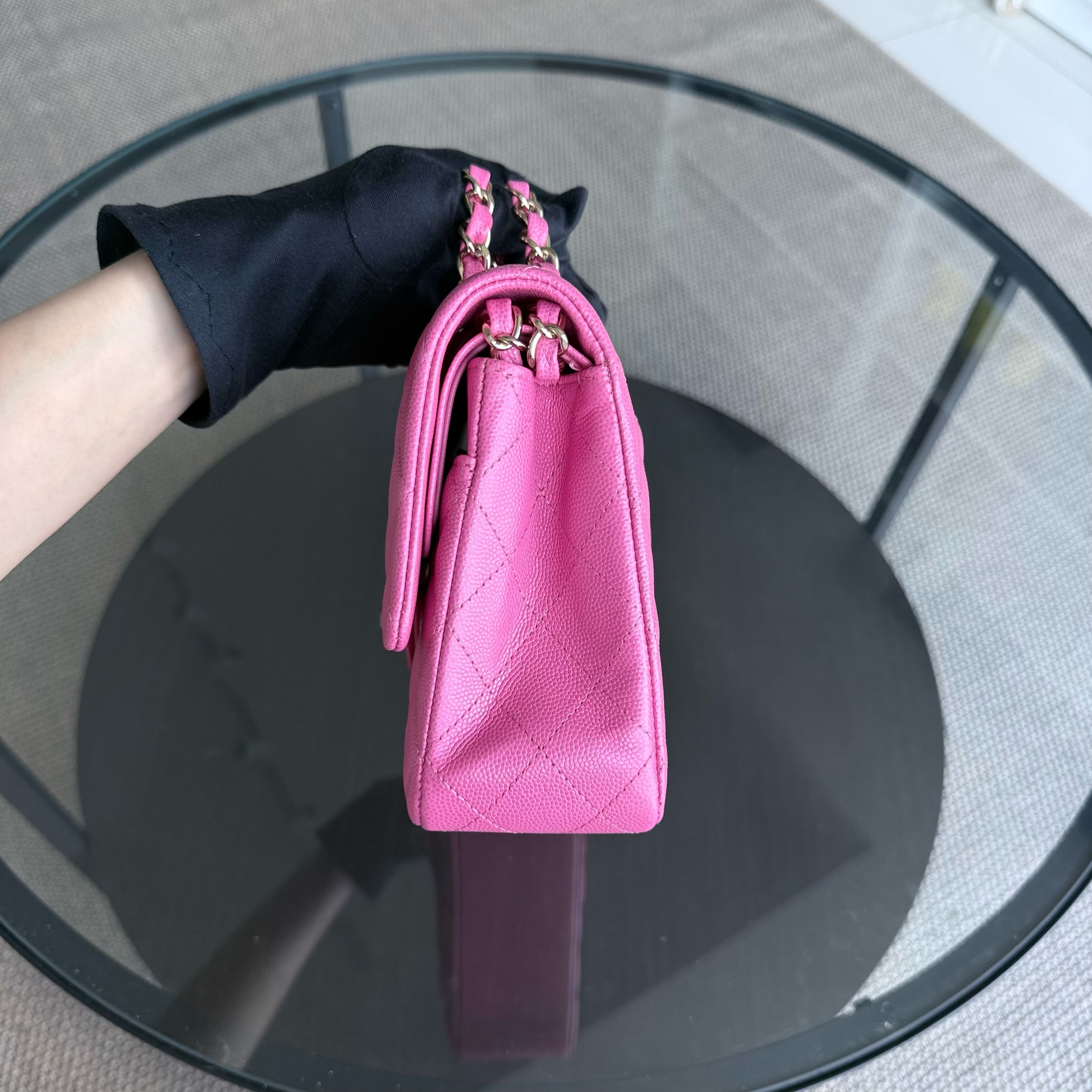 Chanel Classic Flap Medium - Caviar 25CM Quilted Grained Calfskin Barbie Pink Gold Hardware Series 27