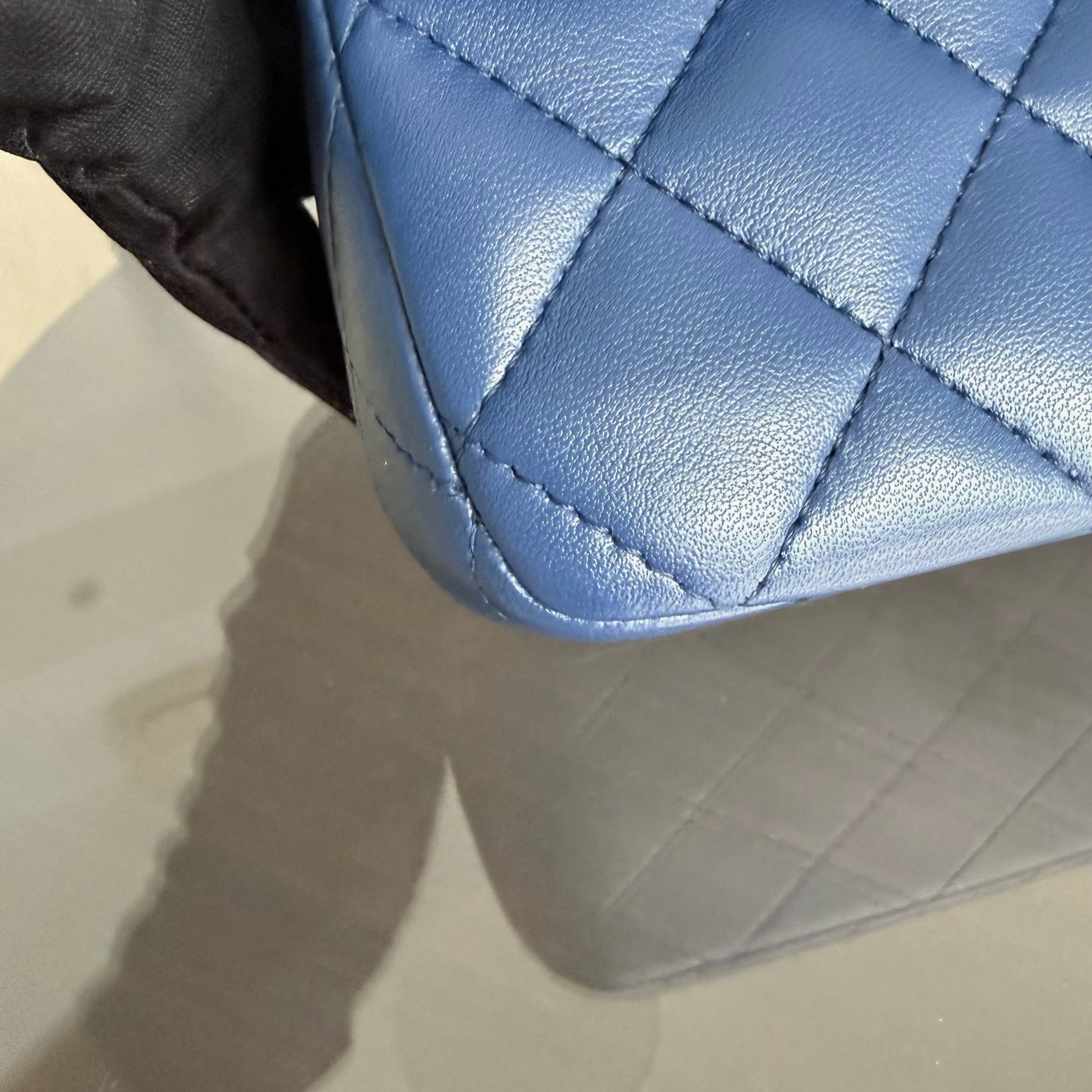 Chanel Mini Rectangle Classic Flap - 20CM Lamskin Quilted Blue Gold Hardware Series 25