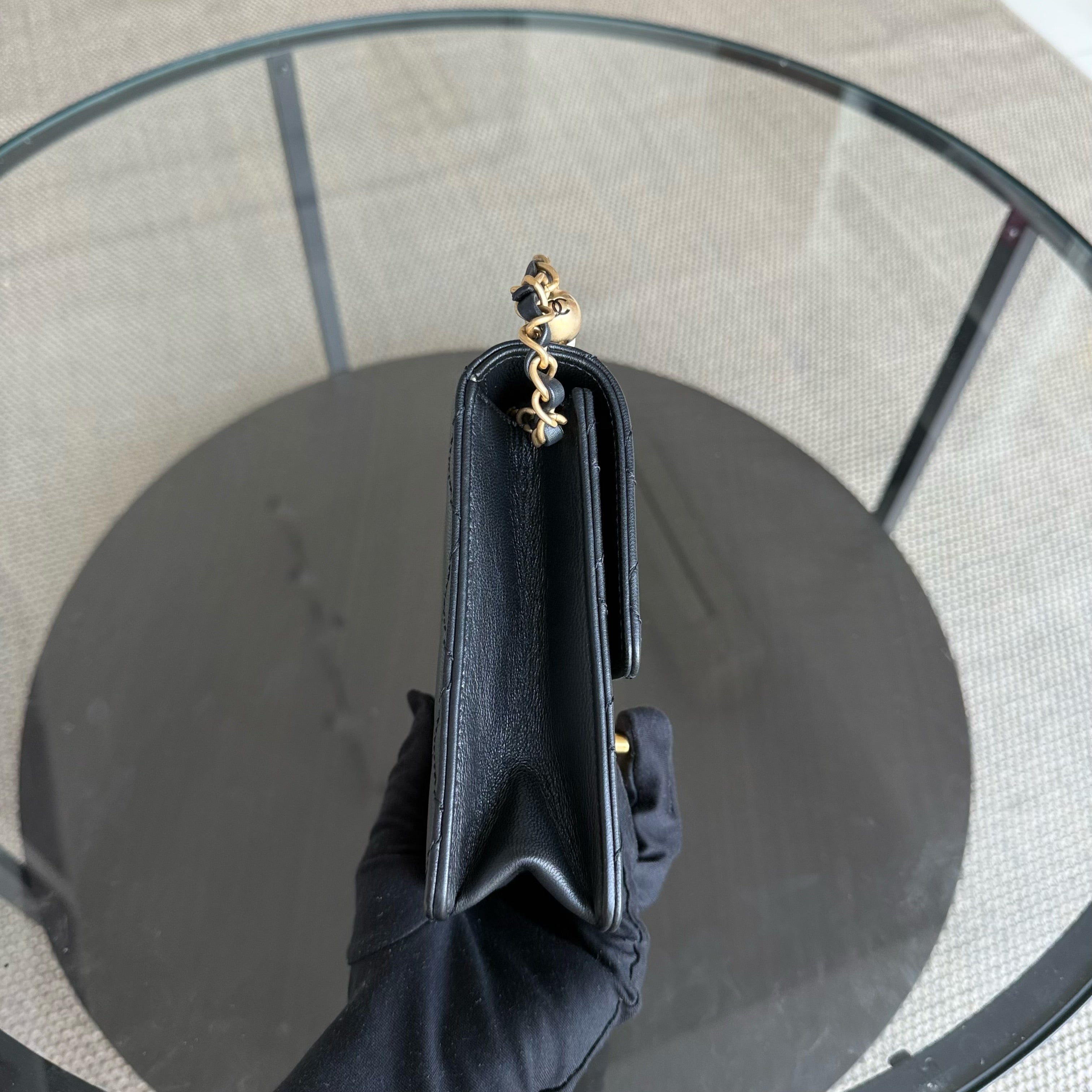 Chanel Mini Flap Chic Pearl Lambksin Black Bag Gold Hardware Series 28