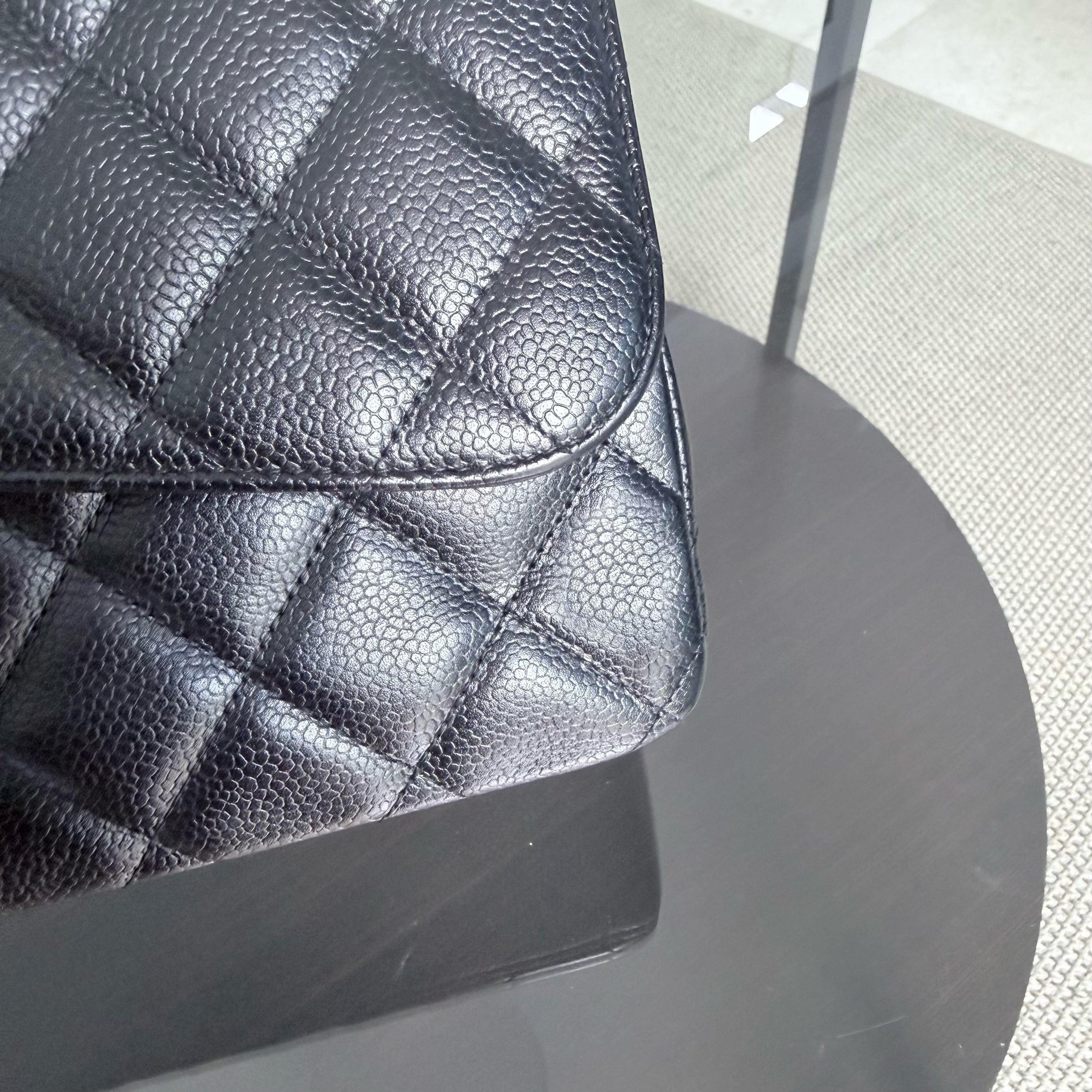 Chanel Classic Flap Jumbo - Caviar 30CM Single Flap Quilted Black Silver Hardware
