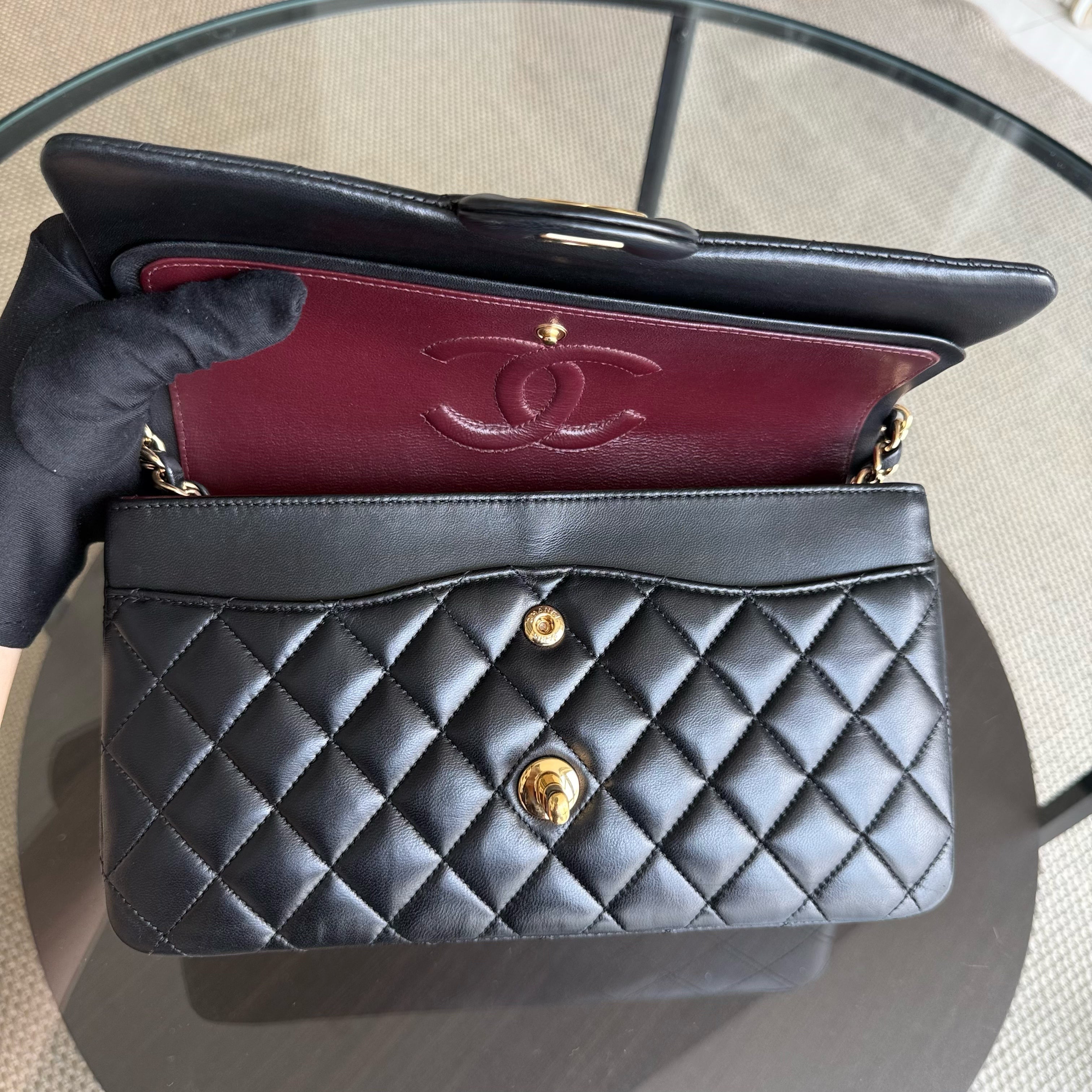 Chanel Classic Flap Medium - 25CM Quilted Lambskin Black Gold Hardware Series 27