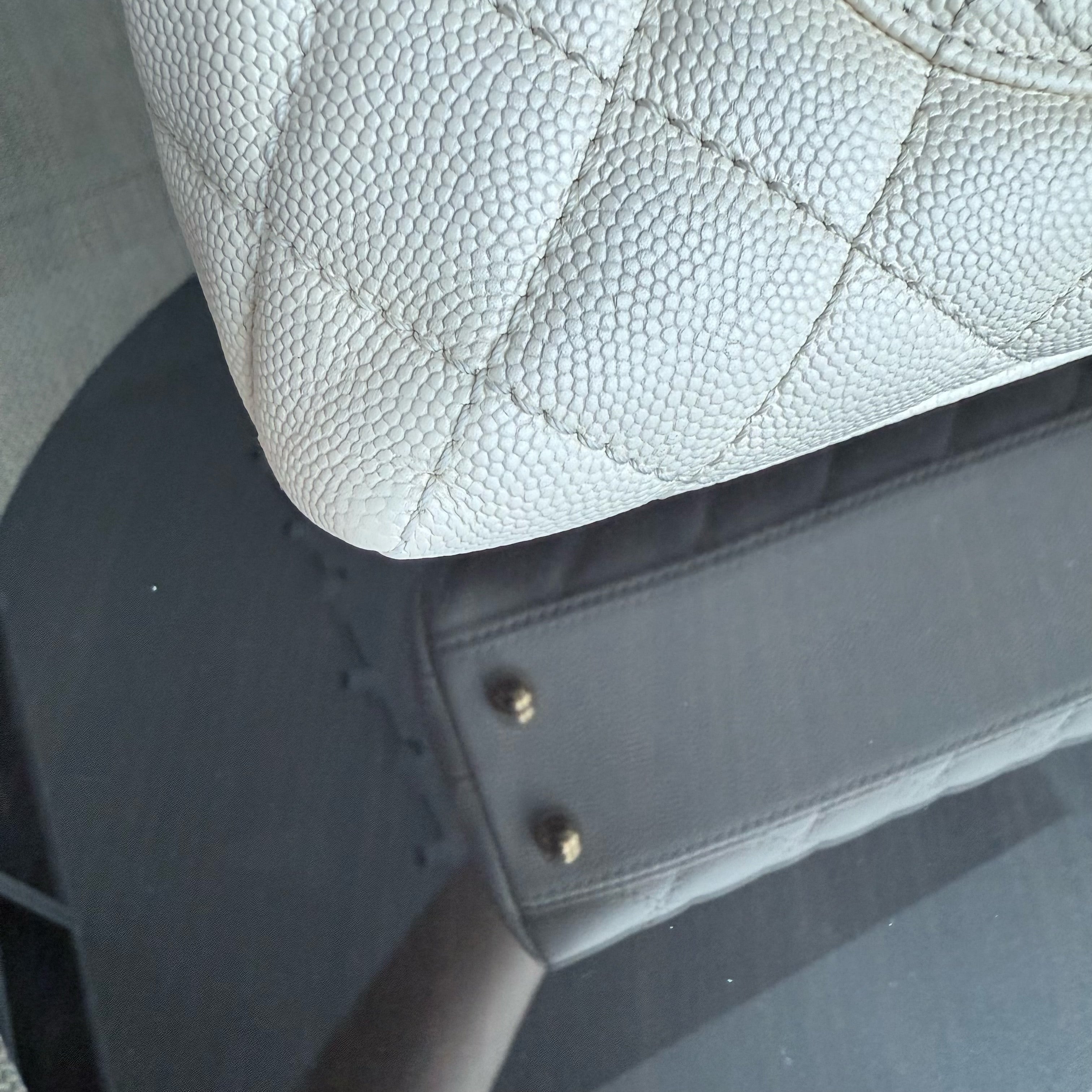 Chanel Coco Handle Small - Caviar Quilted White Gold Hardward 24