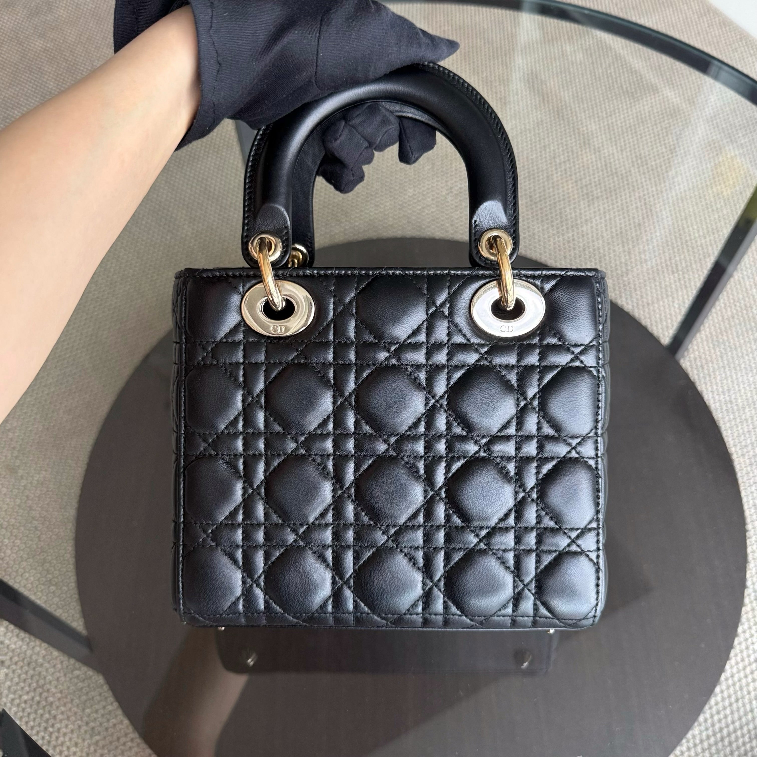 Dior Lady Small Flap - Cannage Lambskin Black Gold Hardware