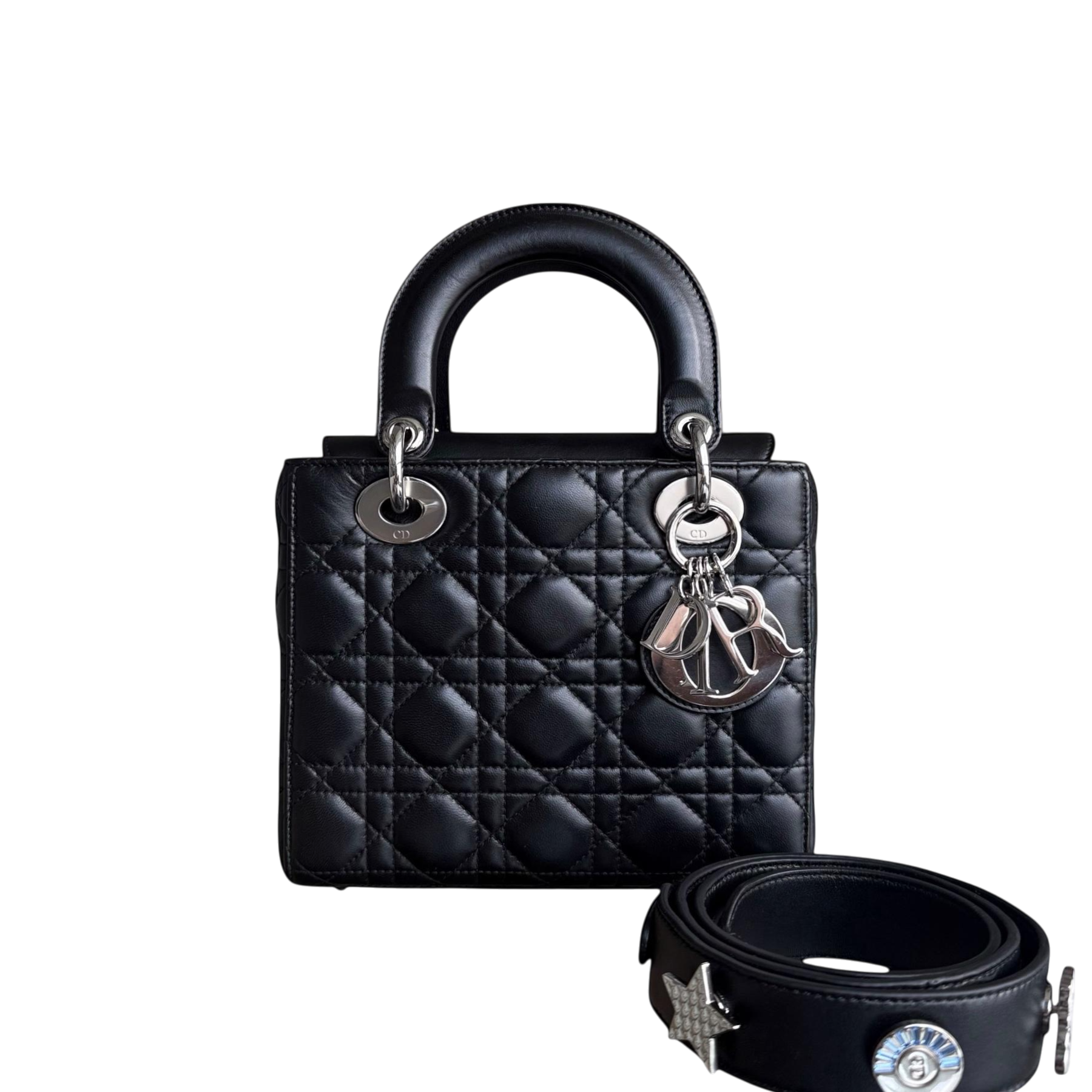 Dior Lady Small Flap - Cannage Lambskin Black Silver Hardware