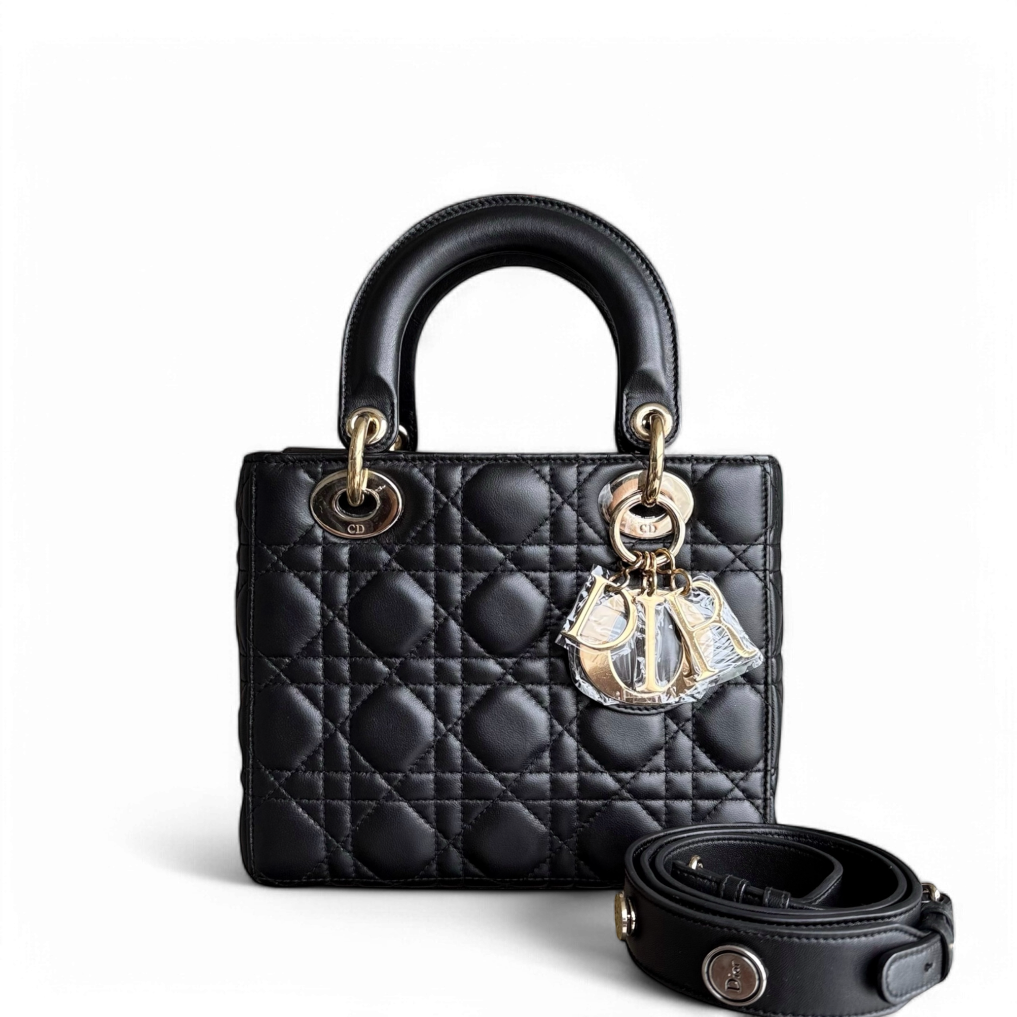 Dior Lady Small - Cannage Lambskin Black Gold Hardware