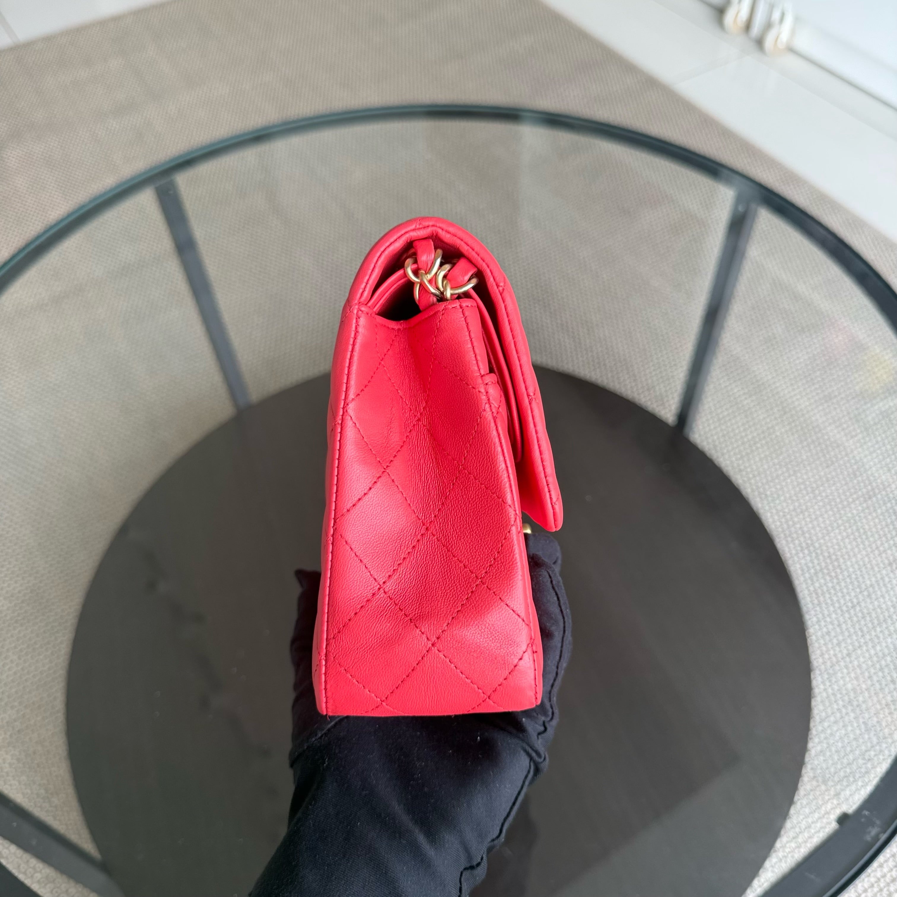 Chanel Classic Flap Medium - Quilted Lambskin 25CM Red Gold Hardware Series 27