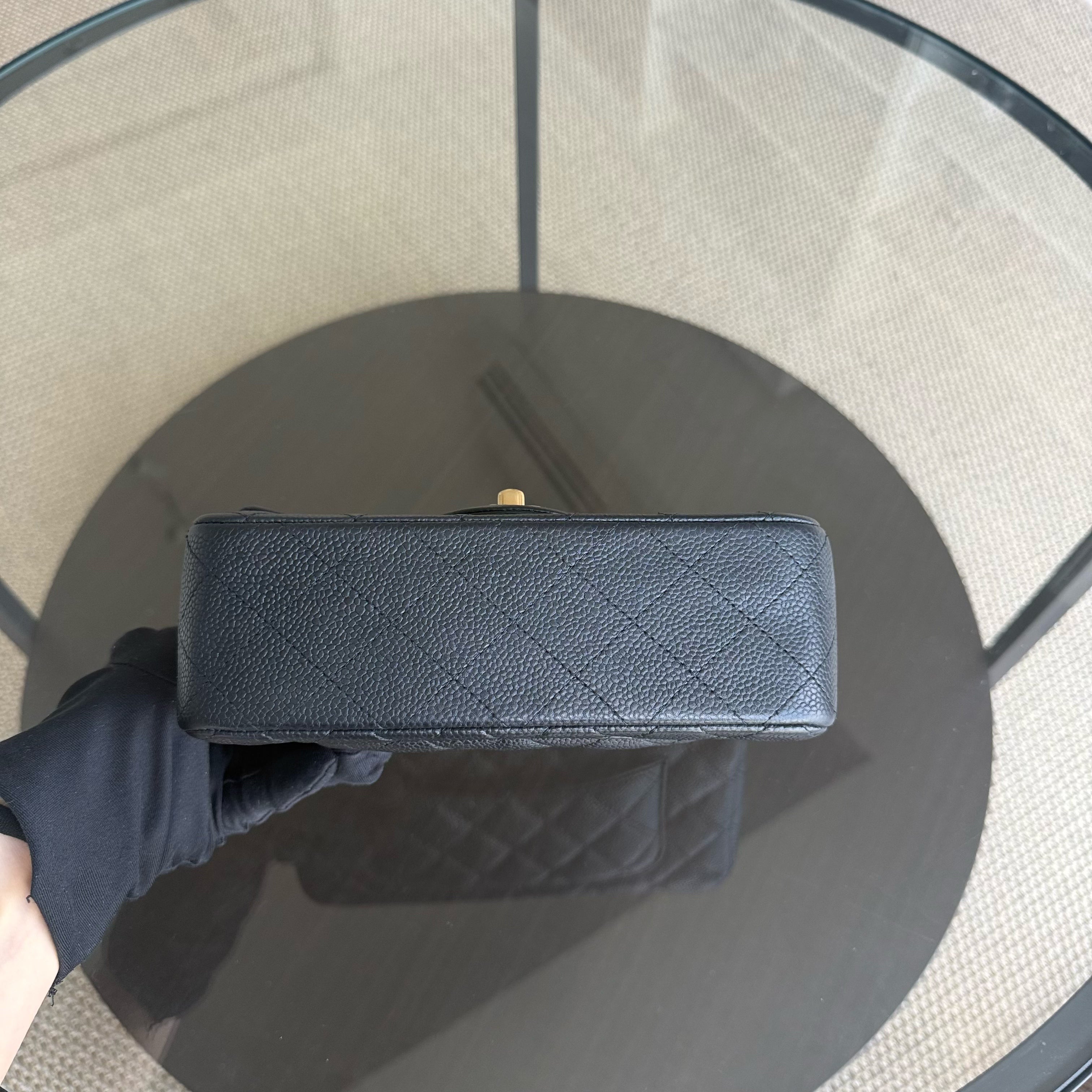 Chanel Classic Flap Mini - Caviar 20CM Quilted Grained Calfskin Black Gold Hardware Series 20