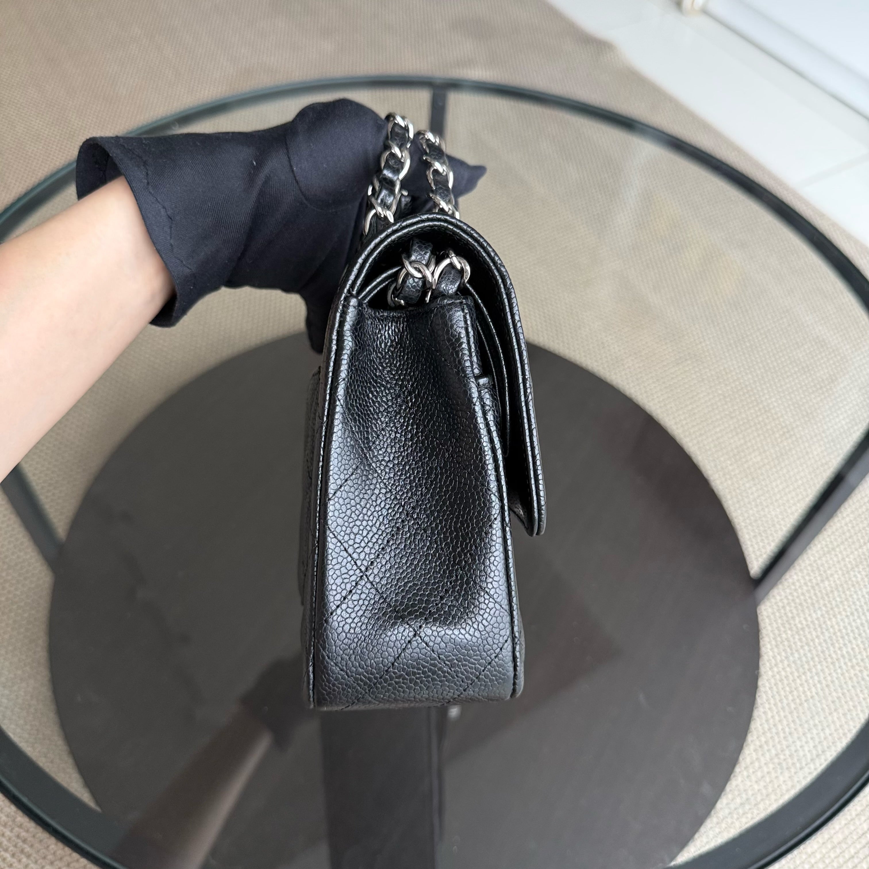 Chanel Classic Flap Medium - 25CM Quilted Caviar Black Silver Hardware Series 12