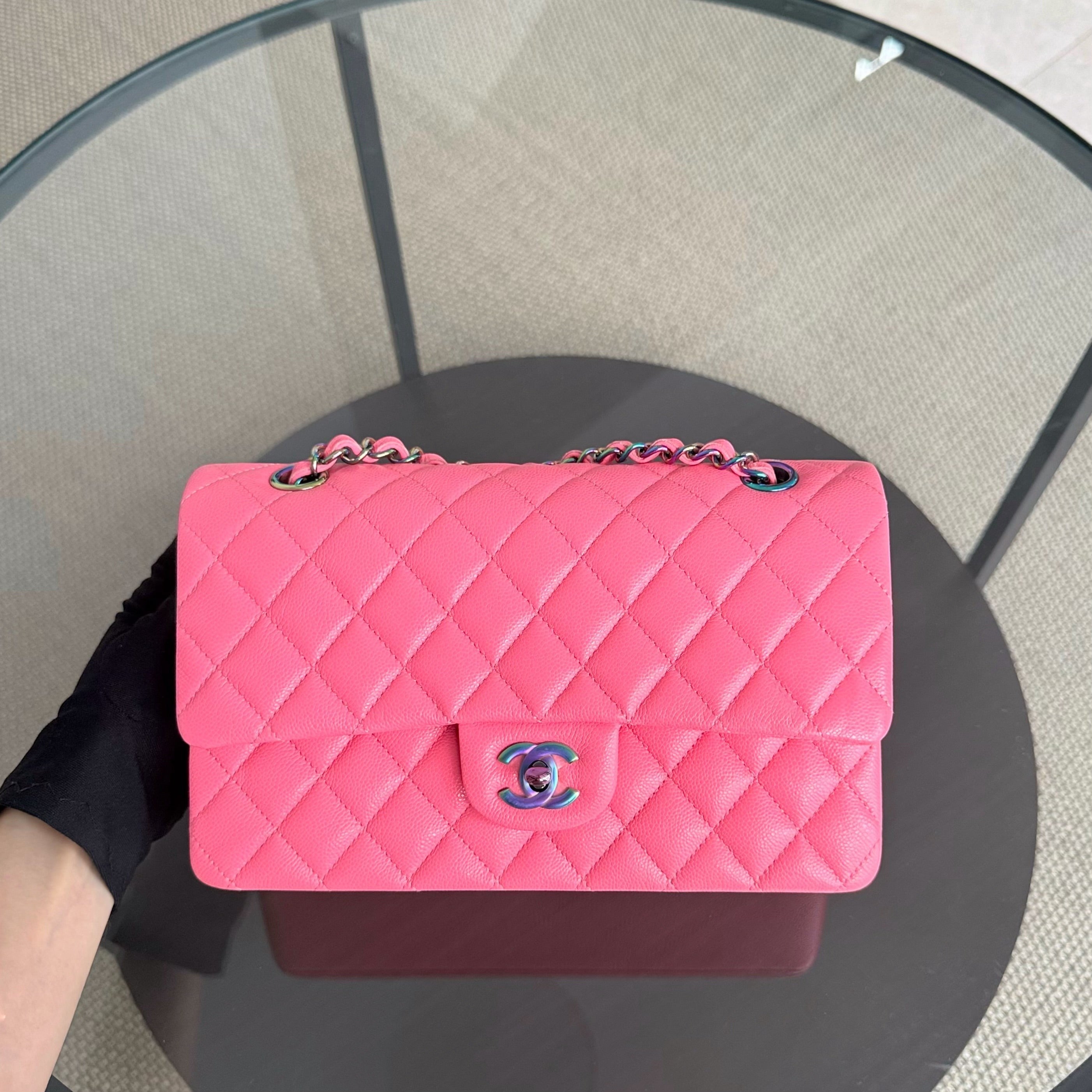 Chanel Classic Flap Medium Microchip - 25CM Quilted Caviar Pink Limited Edition Hardware