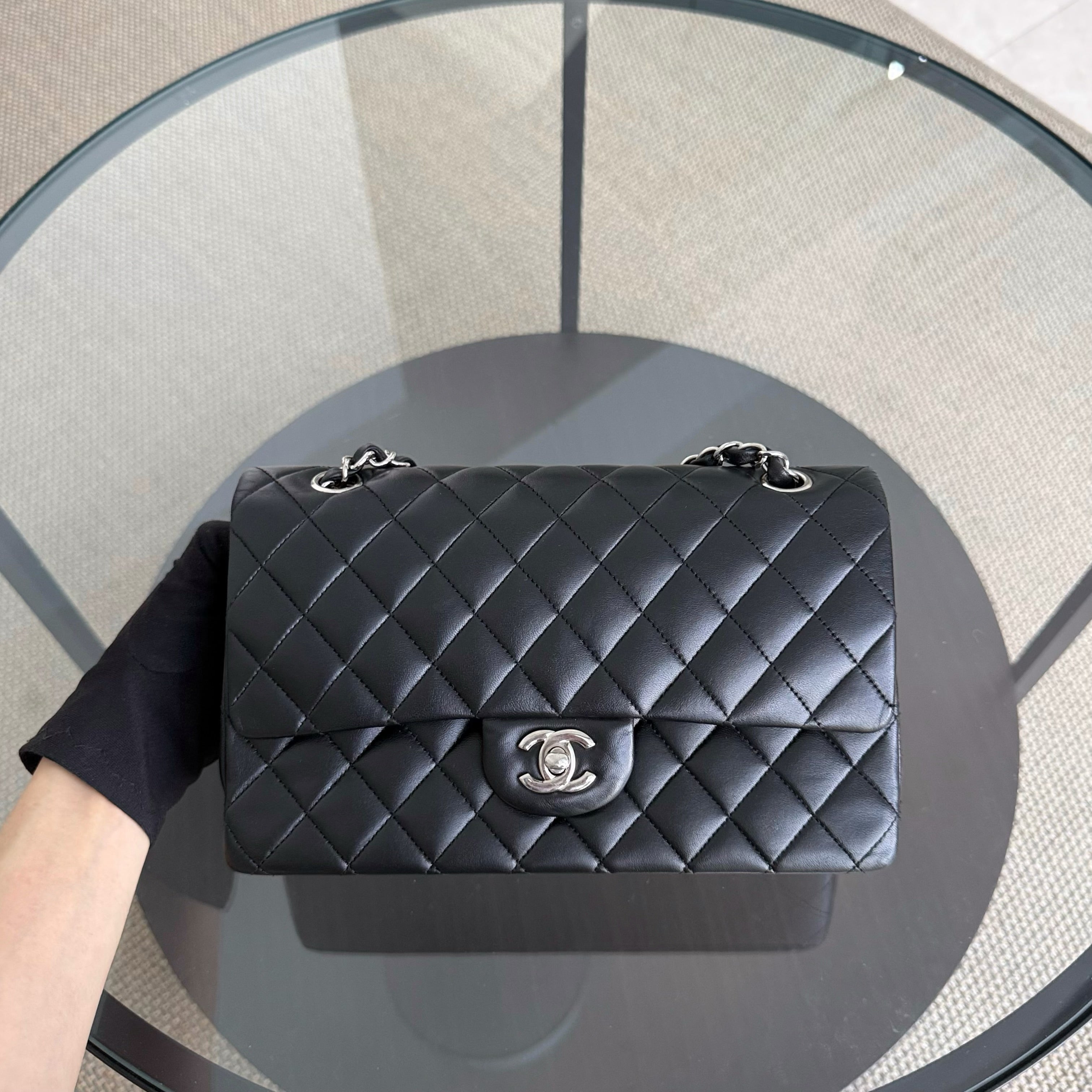 Chanel Classic Flap Medium - 25CM Quilted Lambskin Black Silver Hardware Series 15