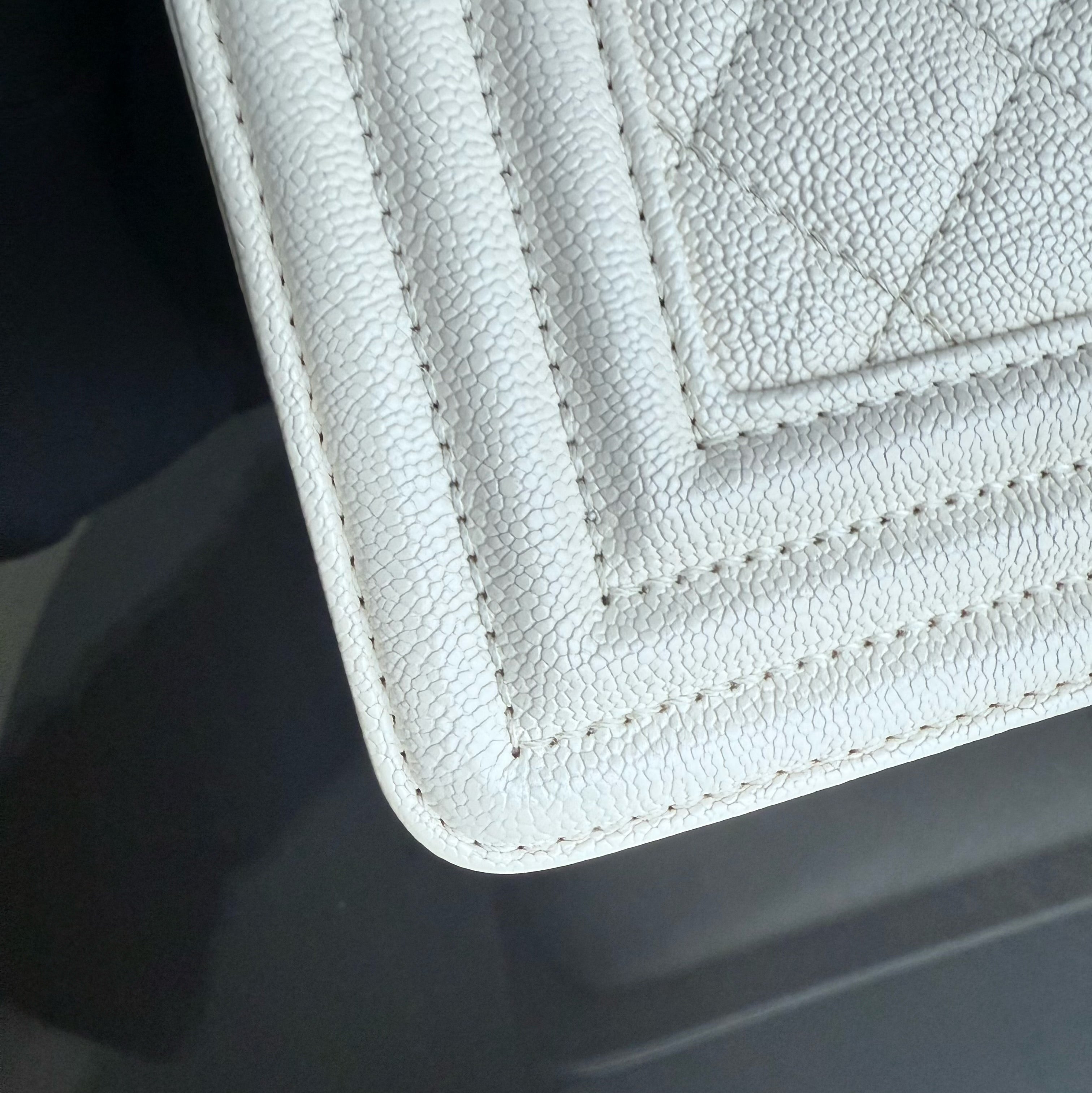Chanel Boy Small - Caviar Quilted Cream White Gold Hardware 27