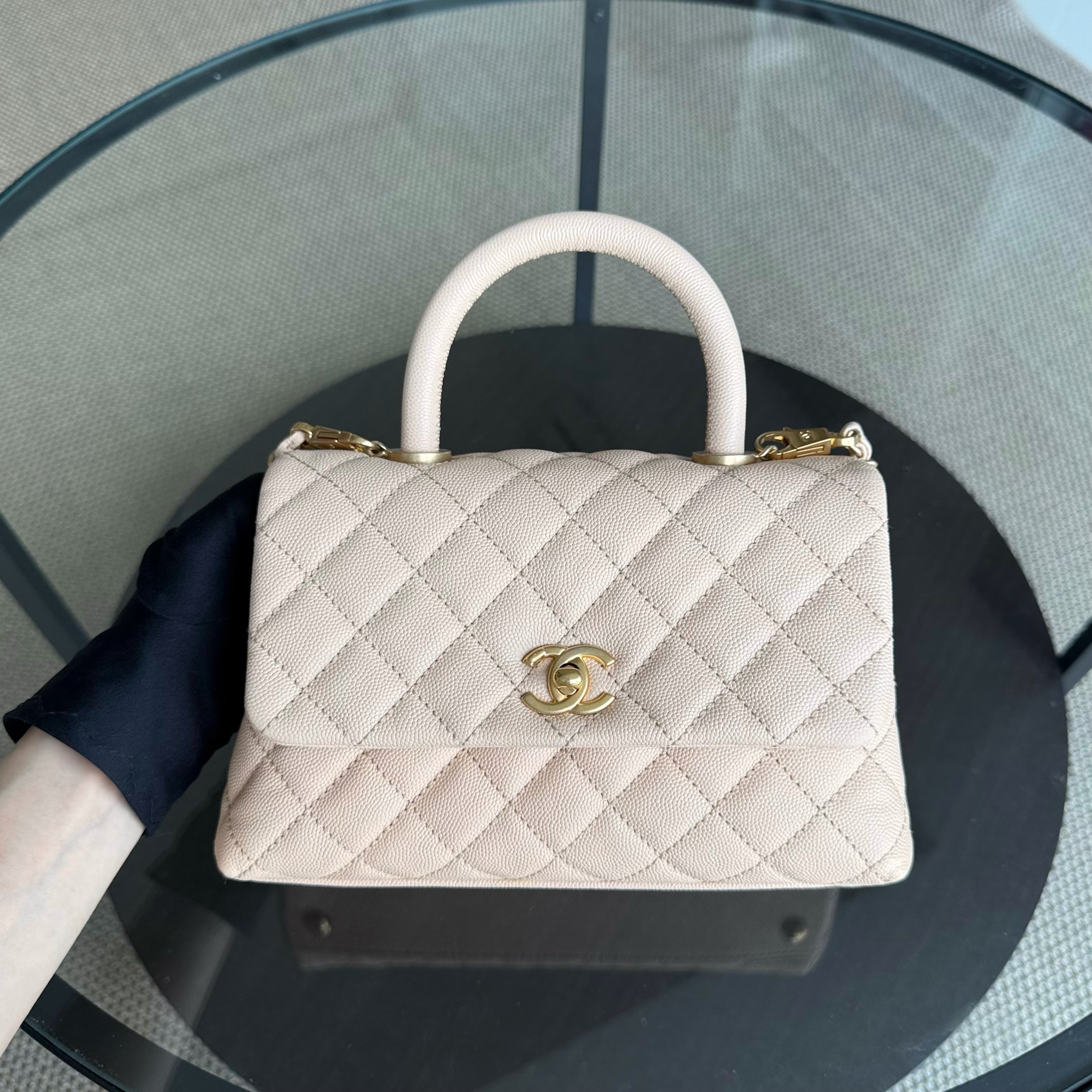Chanel Coco Handle Small - Caviar Quilted Beige Gold Hardware Series 24