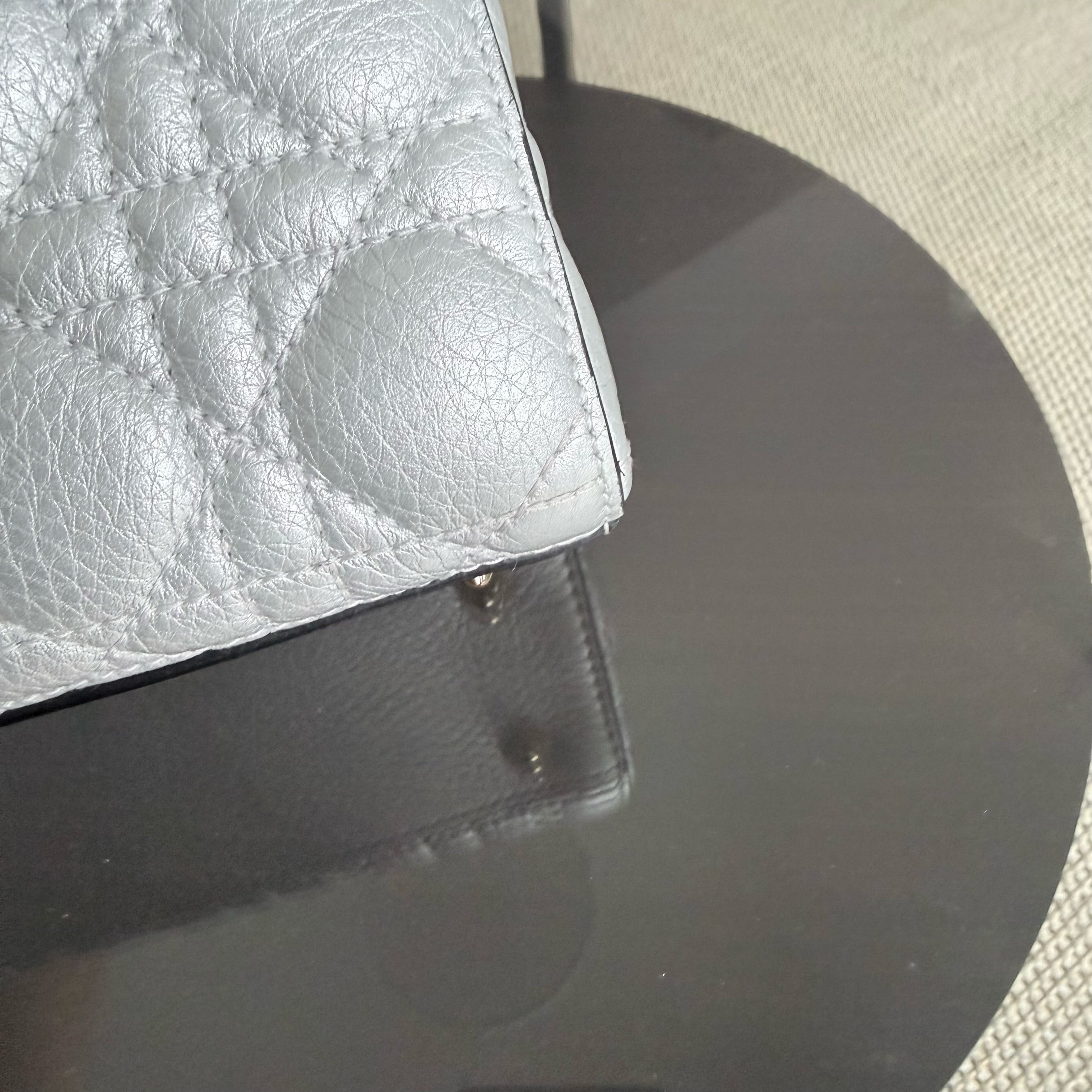 Dior Lady Small - Cannage Gray Calfskin Gold Hardware