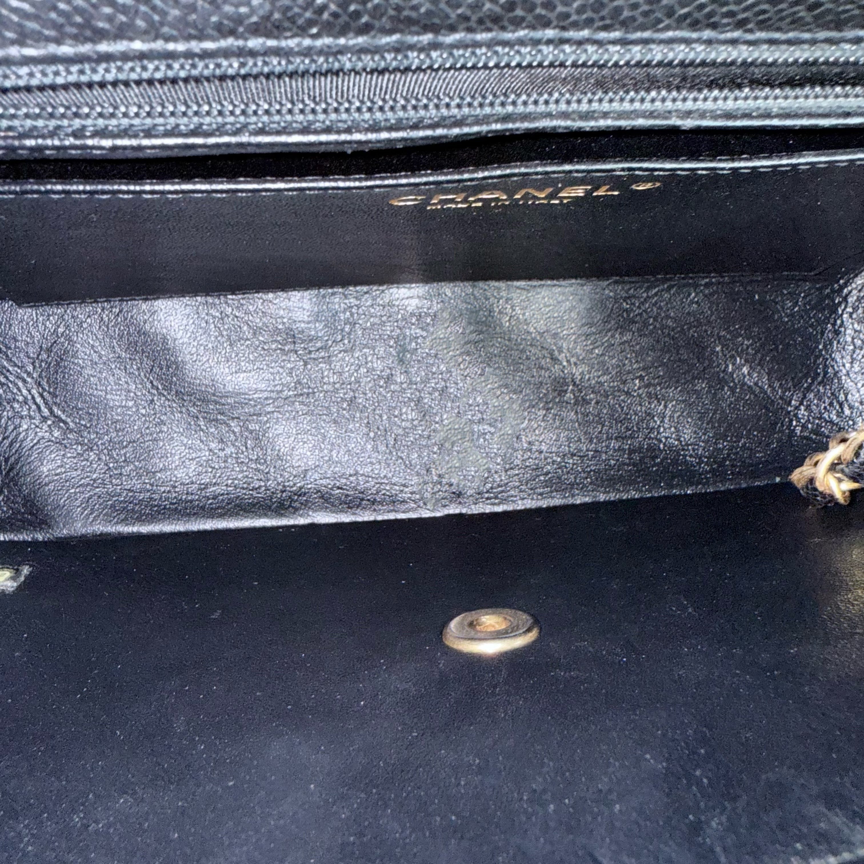 Chanel Seasonal Two-tone Flap Medium - Caviar Quilted Black Gold Hardware Series 22