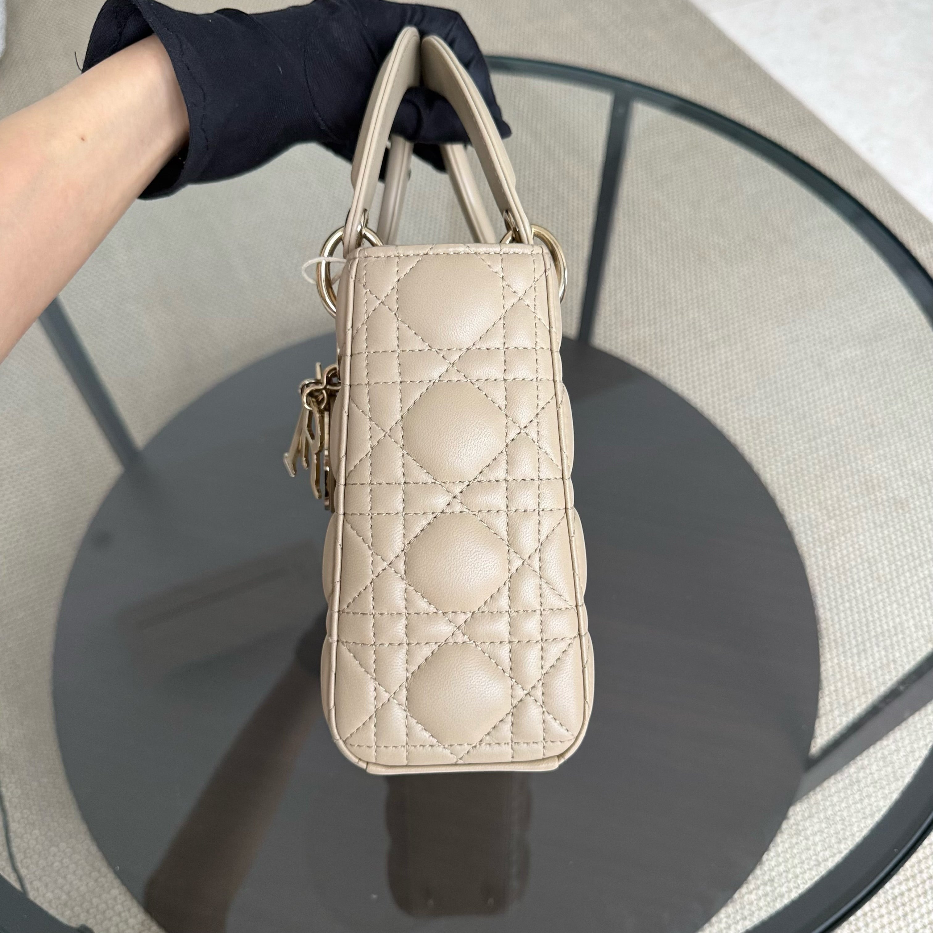 Dior Lady Small ABC Flap - Cannage Lambskin Beige Gold Hardware MyABC