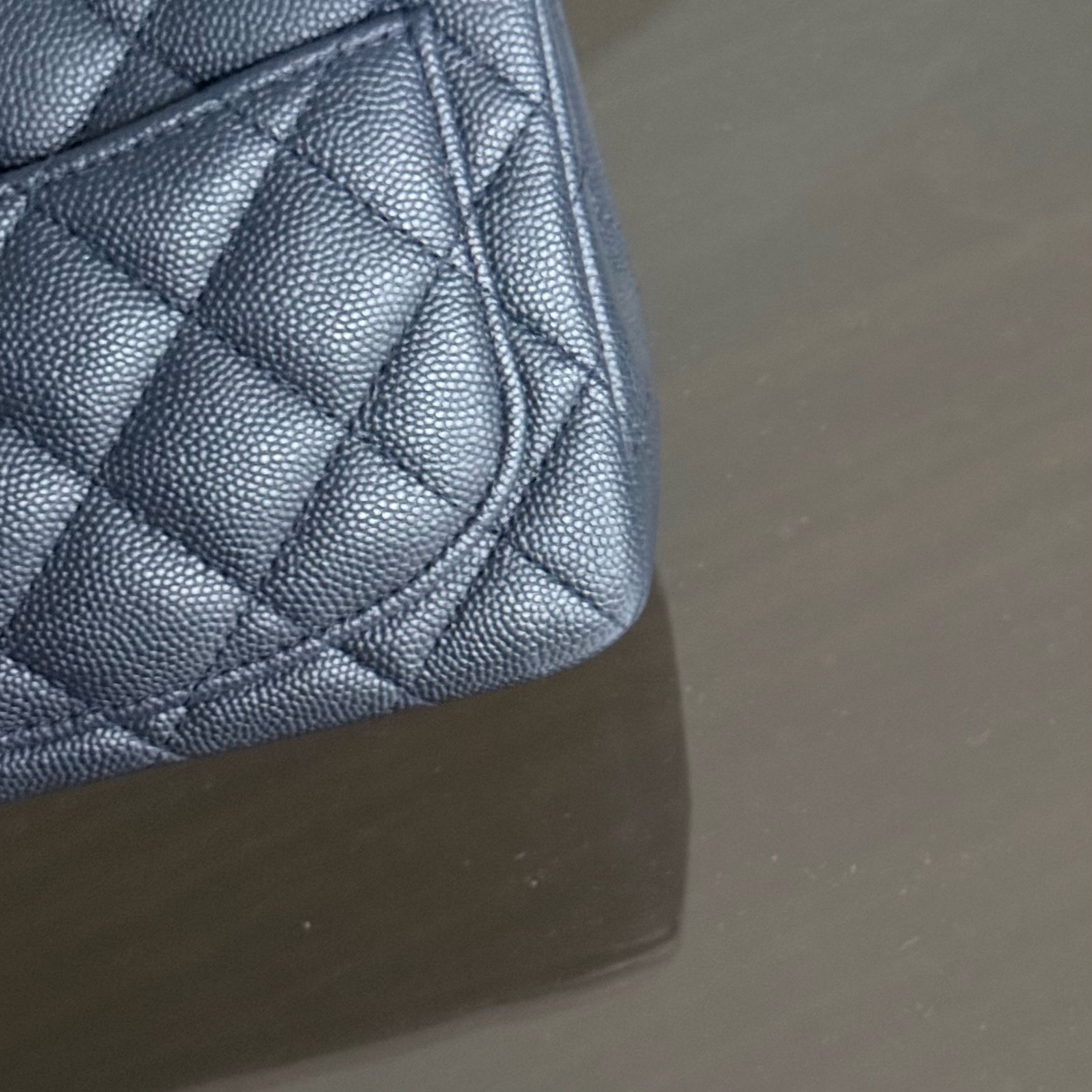 Chanel Classic Flap Mini Square - Caviar Quilted Midnight Blue Silver Hardware Series 26