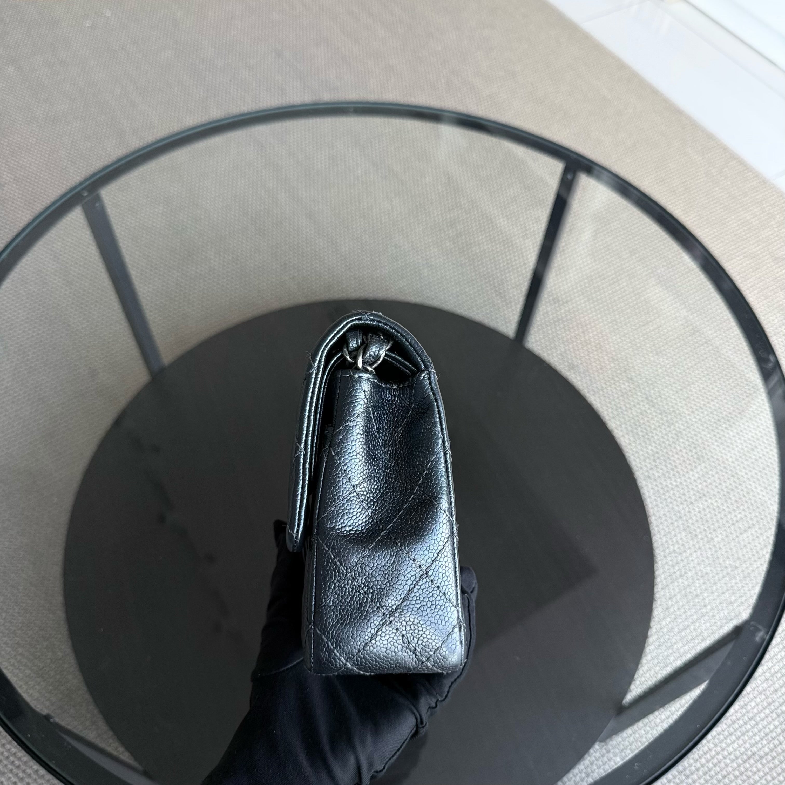 Chanel Classic Flap Medium - Caviar 25CM Quilted Grained Calfskin Black Silver Hardware Series 20