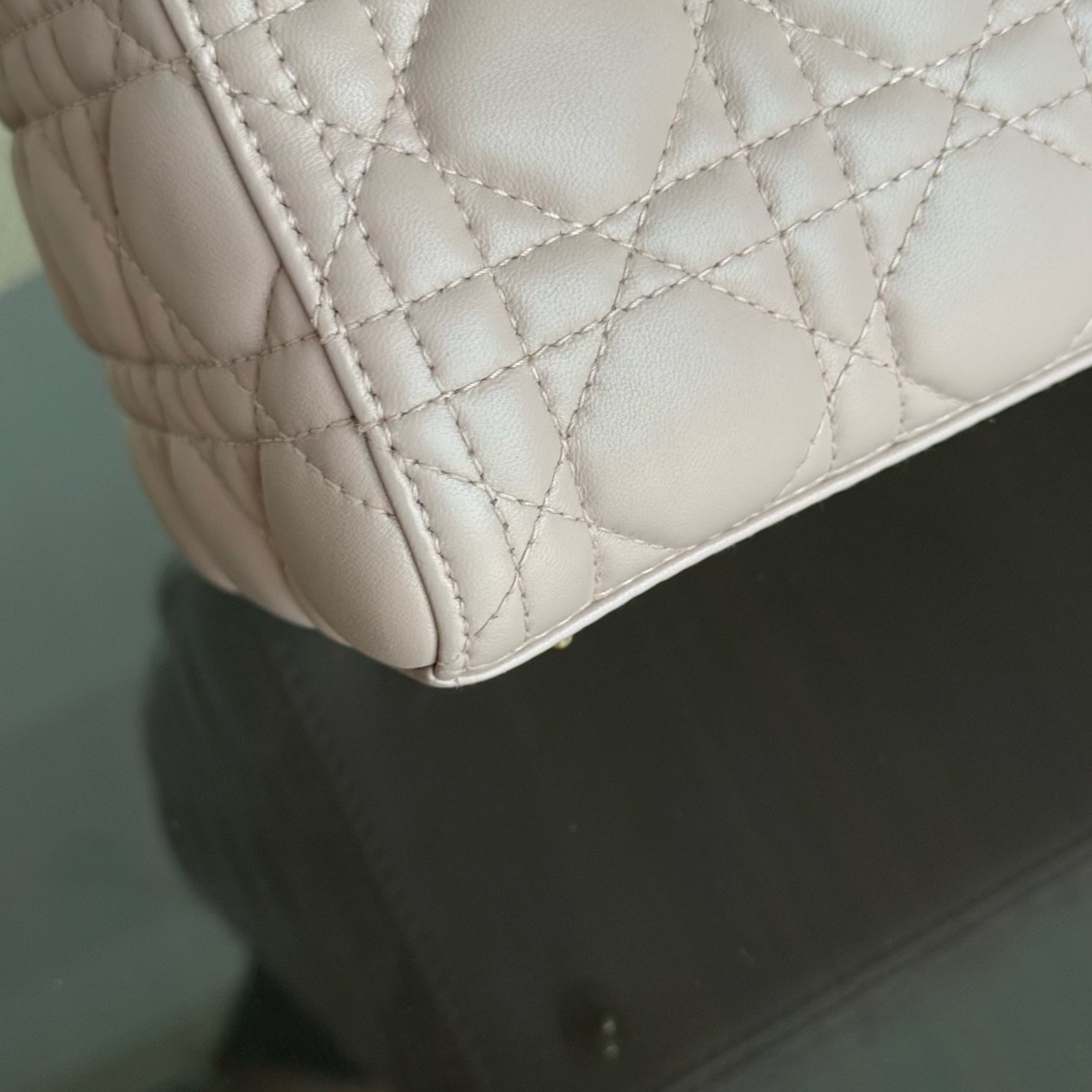 Dior Lady Medium Cannage Lambskin Light Pink Gold Hardware