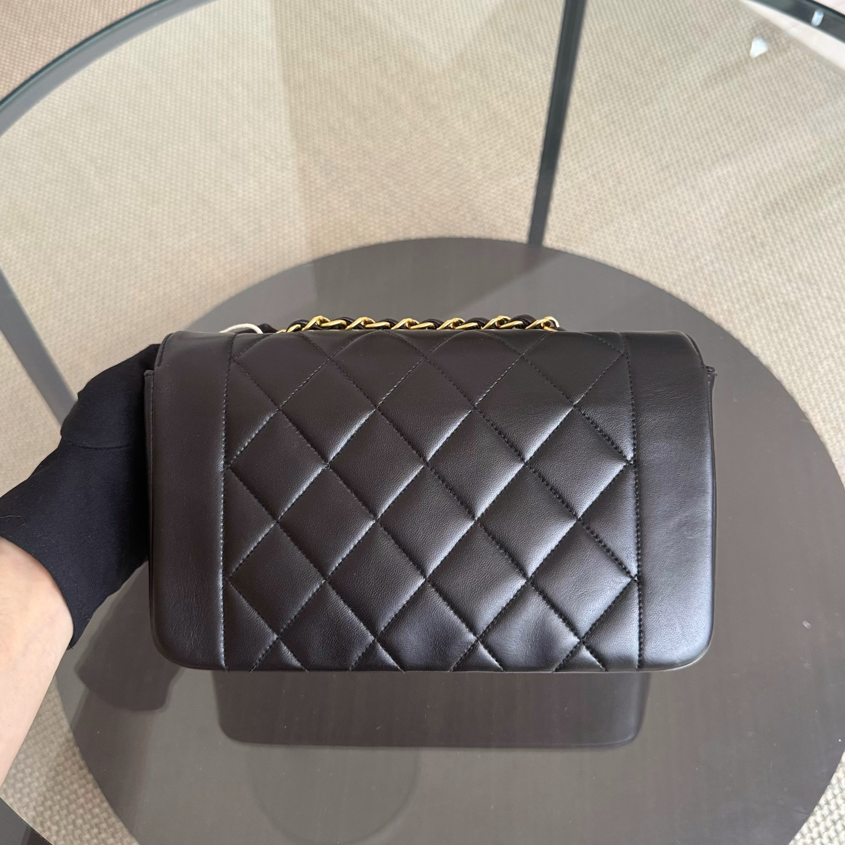 Chanel Diana Small - 23CM Quilted Lambskin Black 24K Gold Hardware Series 3