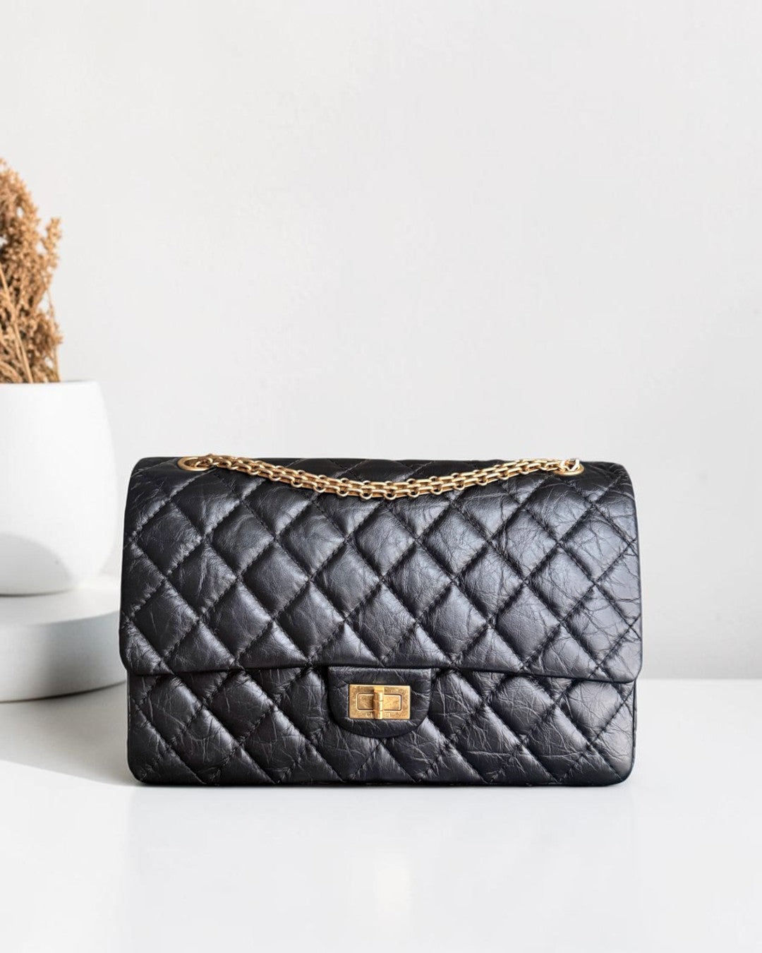 Chanel 2.55 Reissue 226 - 28CM Quilted Aged Calfskin Black Gold Hardware
