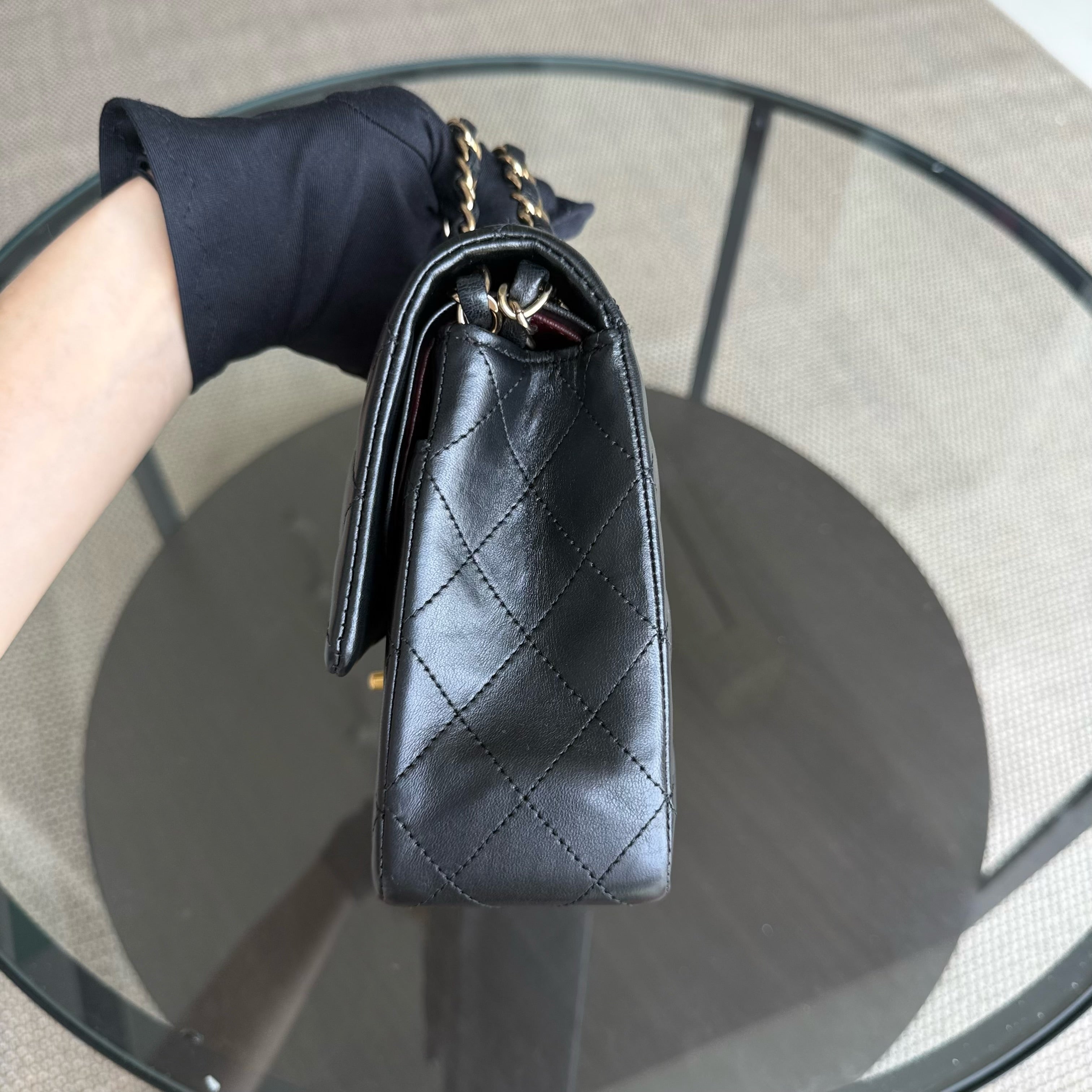 Chanel Classic Flap Medium - 25CM Quilted Lambskin Black Gold Hardware Series 16