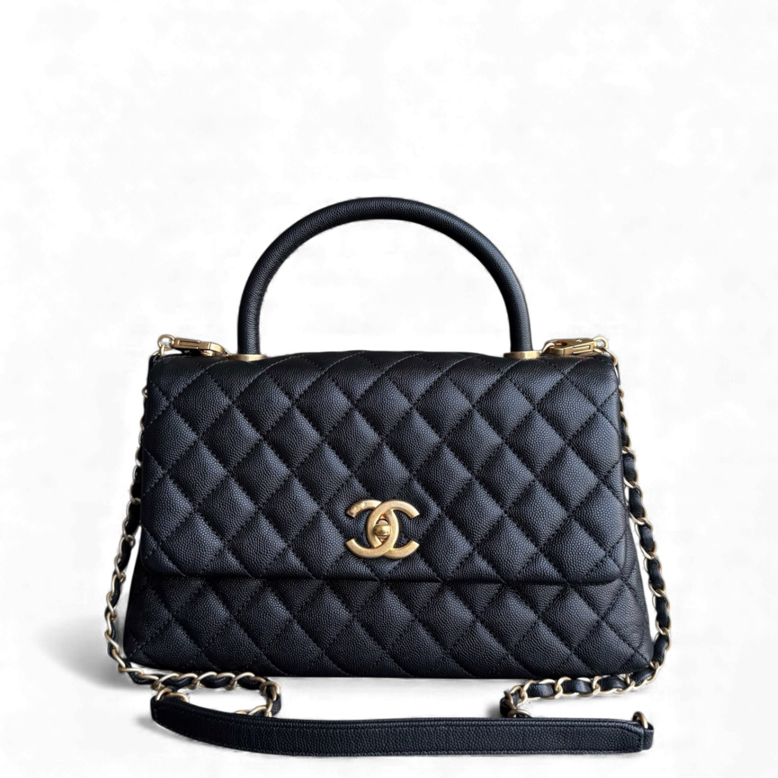 Chanel Coco Handle Medium - Caviar 29CM Quilted Black Gold Hardware Series 24