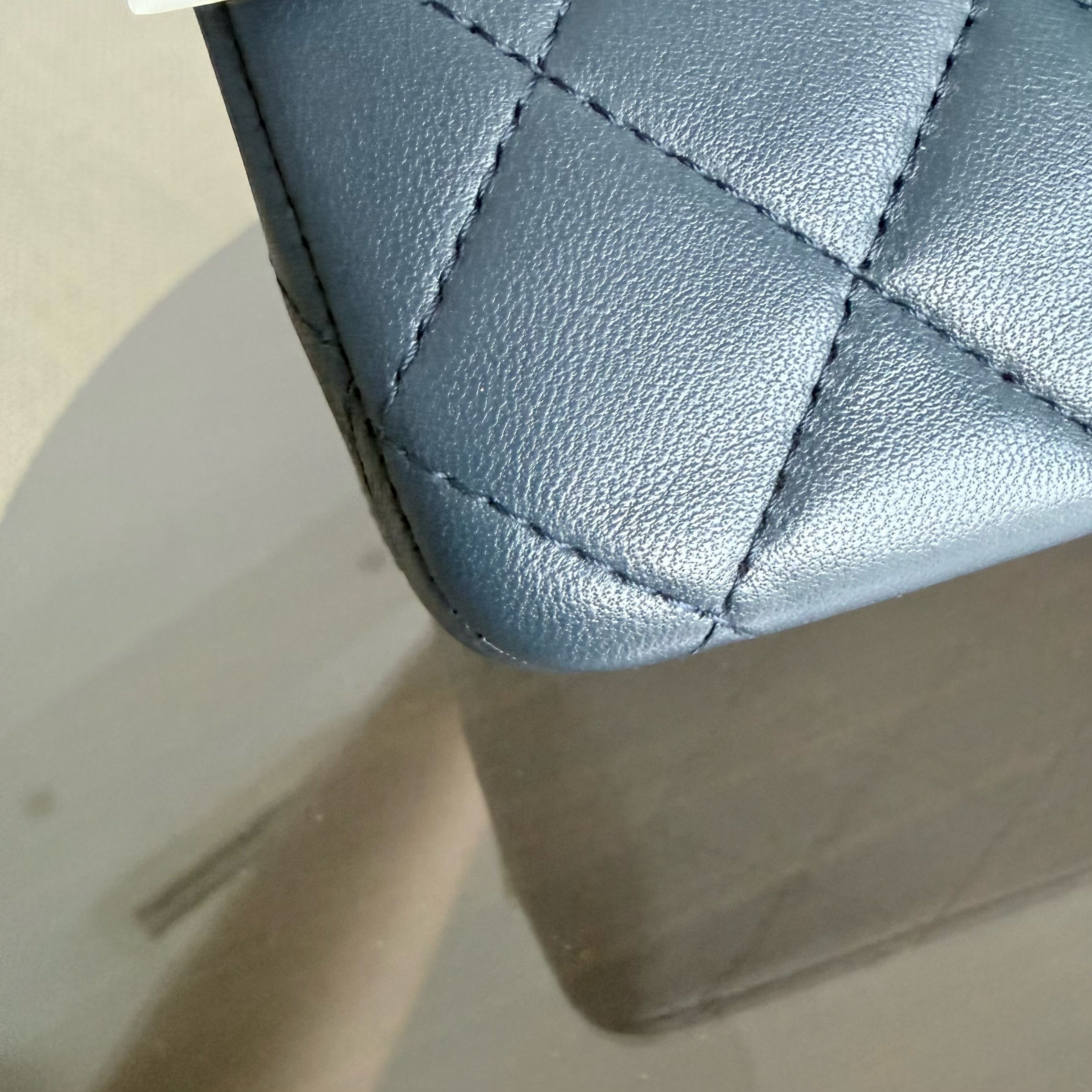 Chanel Classic Flap Medium - 25CM Quilted Lambskin Blue Gold Hardware Series 23