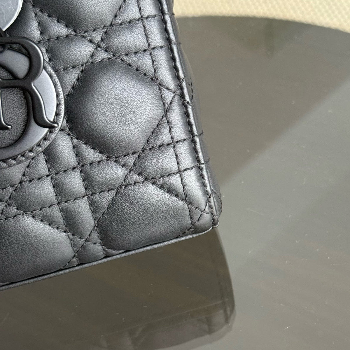 Dior D-Joy Small Lady - Cannage Calfskin Black All Black Hardware